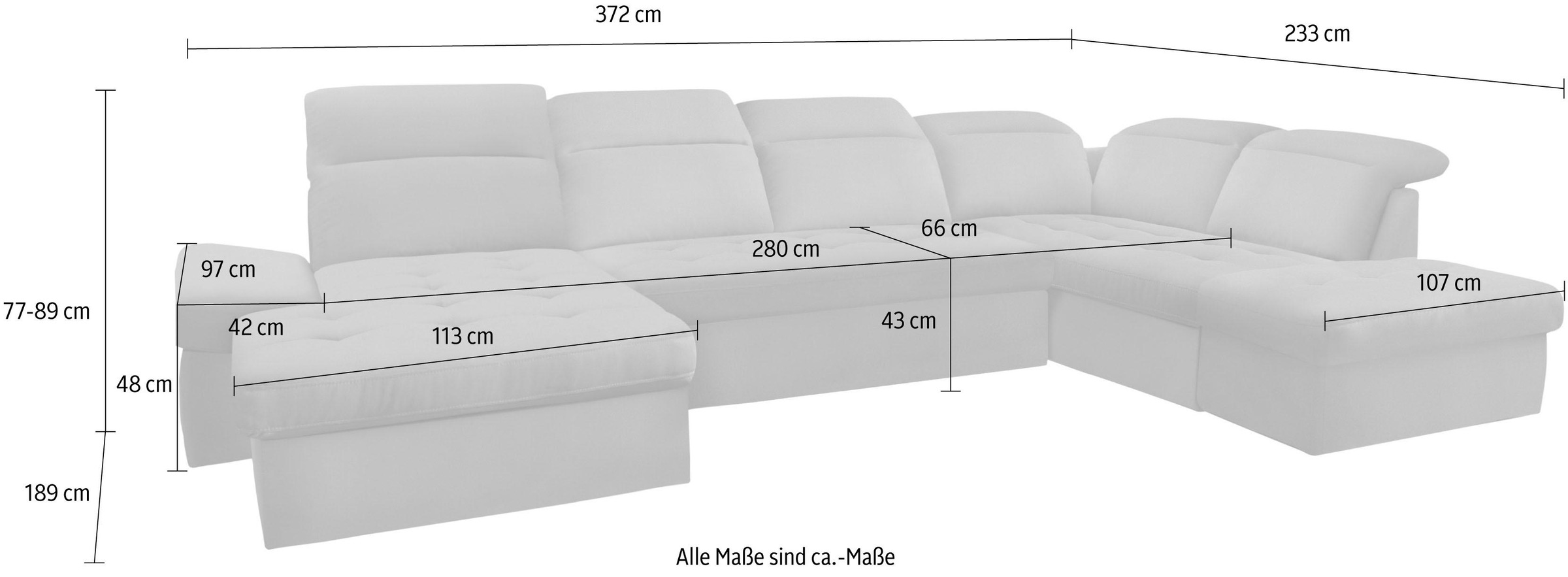 sit&more Wohnlandschaft »Stardust U-Form«, inklusive Kopfteilverstellung und Armlehnenfunktion
