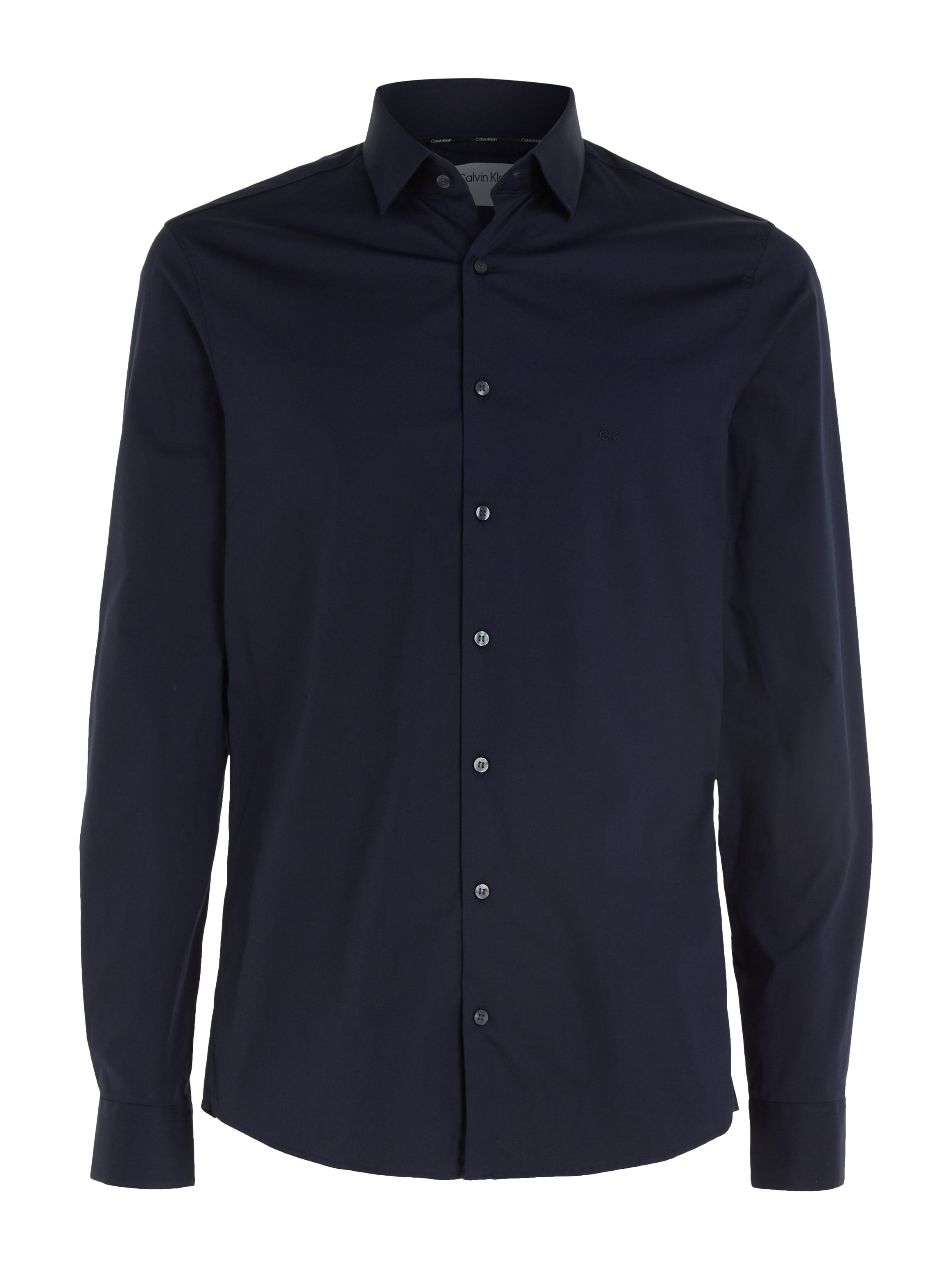 Calvin Klein Businesshemd »POPLIN STRETCH SLIM SHIRT«, mit Kentkragen, Logoprint auf Brusthöhe