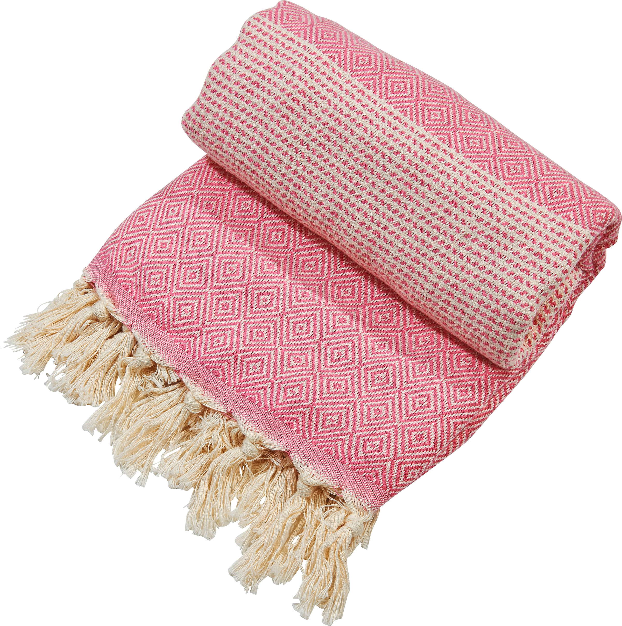 done.® Plaid »Lounge Diamond«, Leichtes Plaid mit geknoteten Fransen