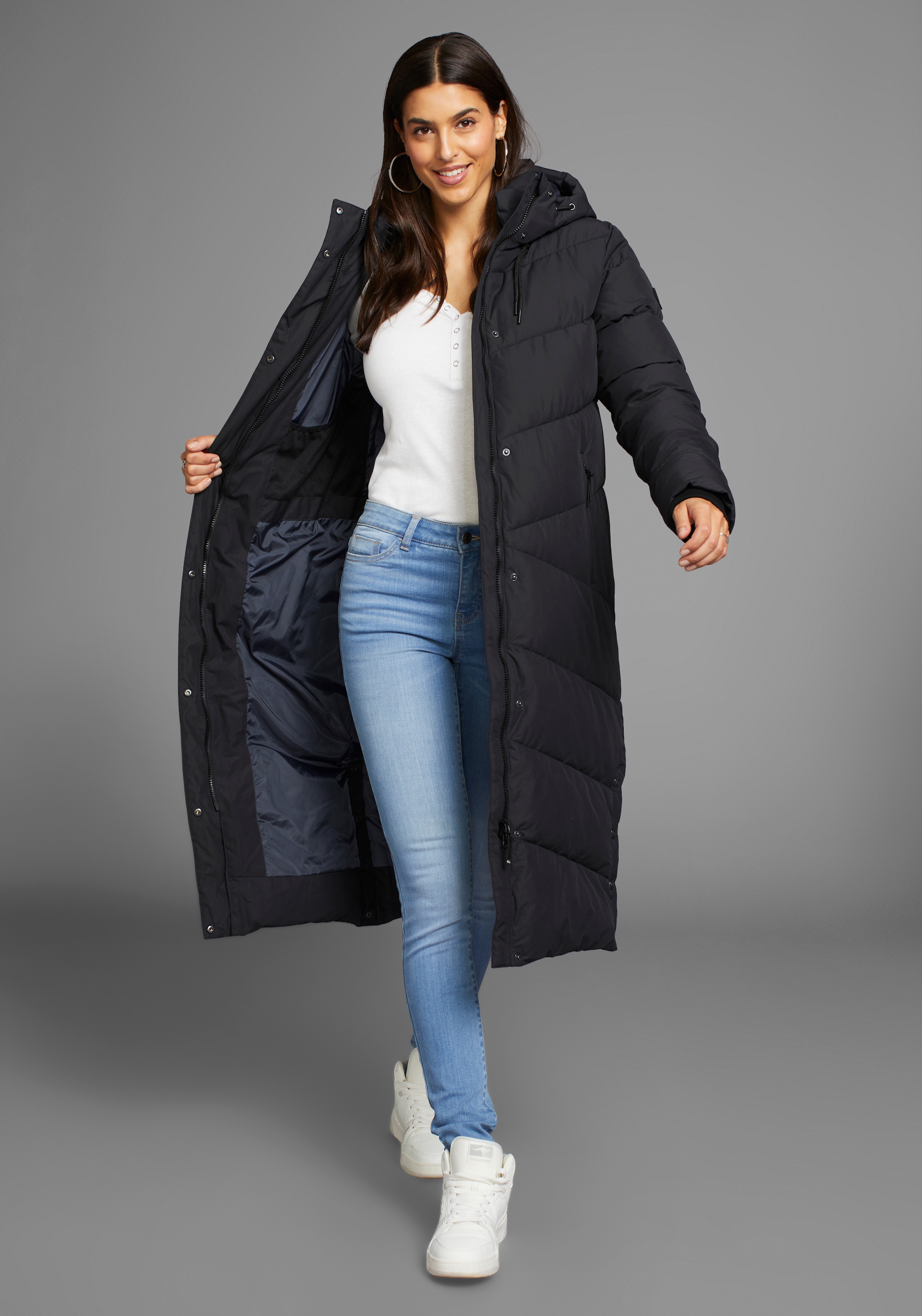 Polarino Steppmantel aus wasserdichtem & windabweisenden Obermaterial, oversize Form