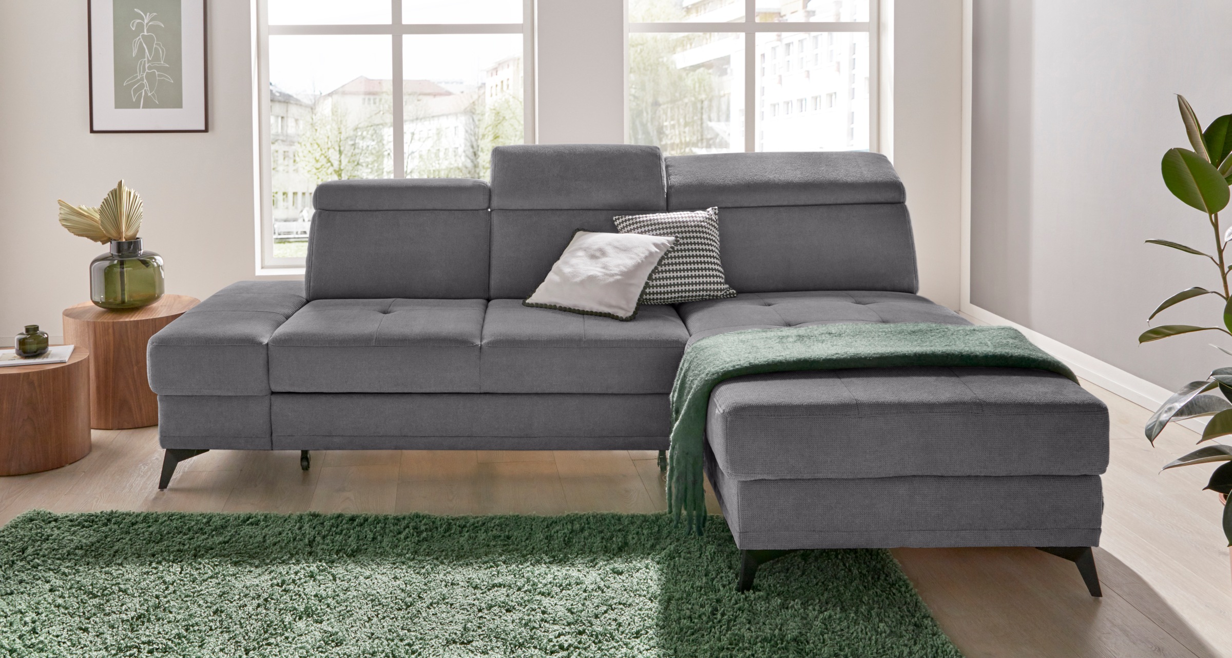 INOSIGN Ecksofa »Cardiz L-Form«, inkl.Kopfteilverstellung und Federkern wahlweise mit Bettfunktion