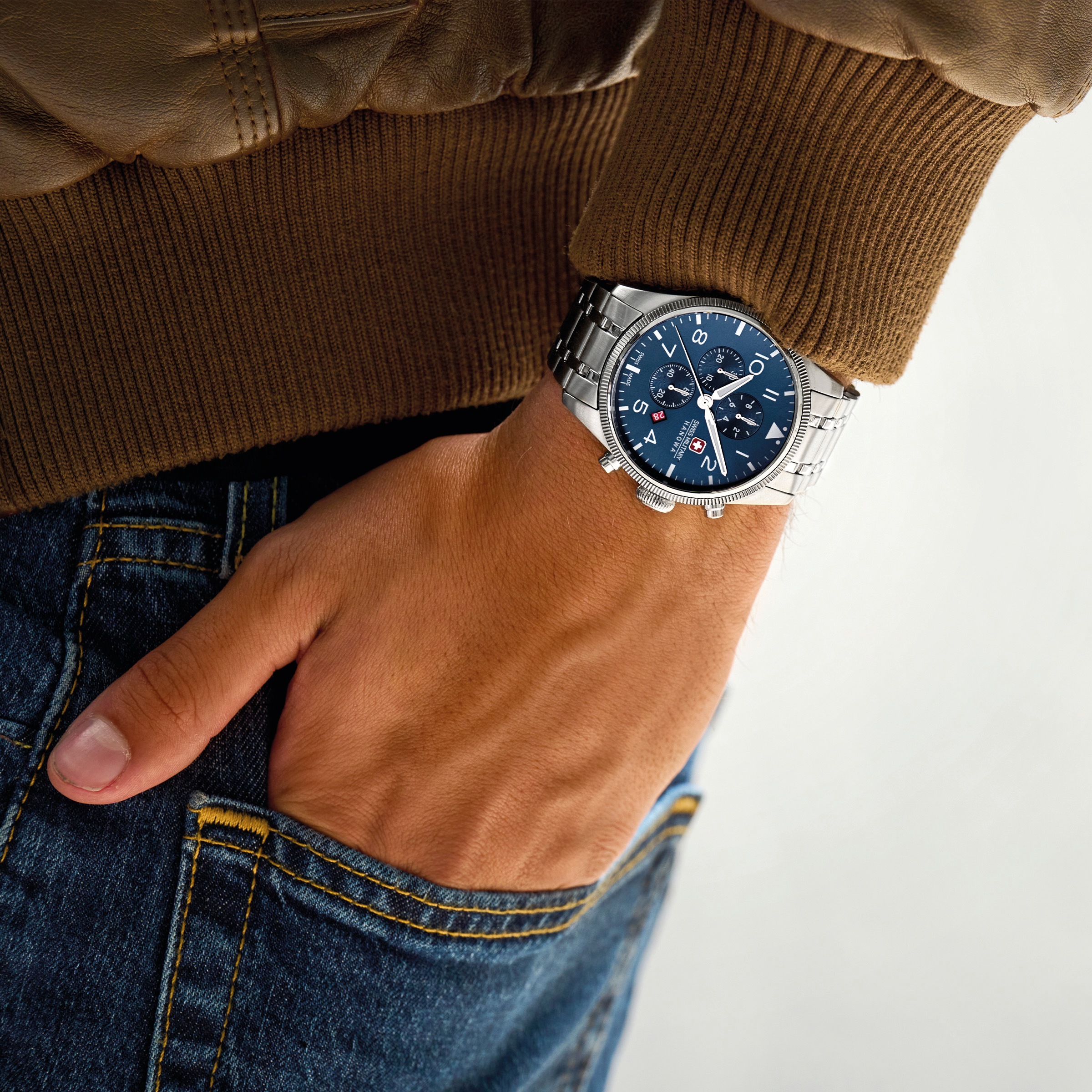 Swiss Military Hanowa Chronograph »Thunderbolt Chrono« Quarzuhr, Armbanduhr, Herrenuhr, Swiss Made, Edelstahlarmband, analog