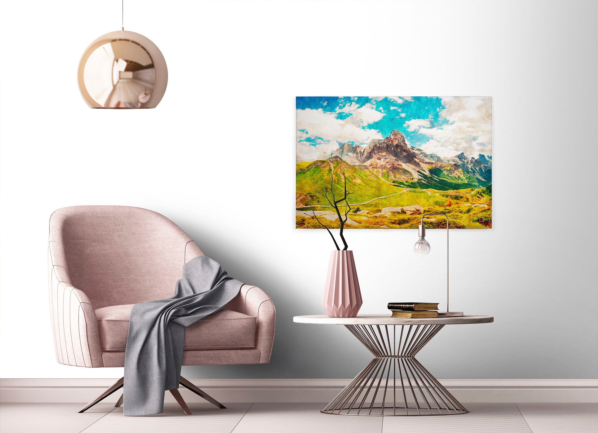 A.S. Création Leinwandbild »dolomiti«, Kunst-Berge-Kinder, (1 St.), Keilrahmen Bild Landschaft Berge Leinwand-Bild Wohnzimmer modern Wand