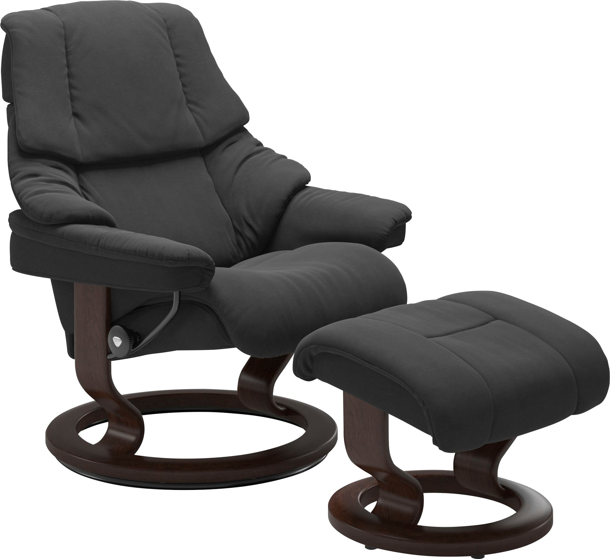 Stressless® Relaxsessel »Reno«, (Set, Relaxsessel mit Hocker), mit Hocker, mit Classic Base, Größe S, M & L, Gestell Braun