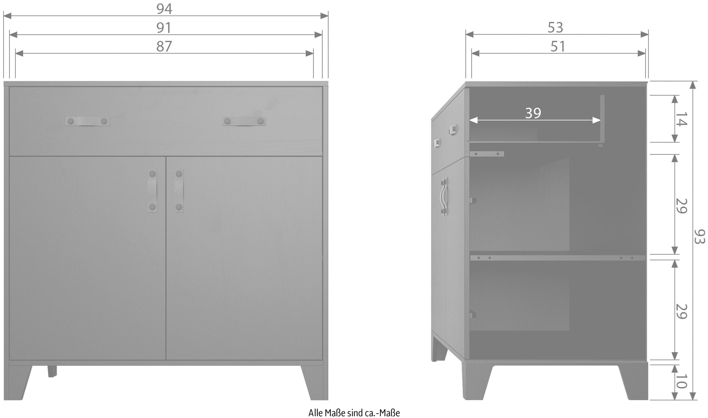 WOOOD Kommode »Dian«, aus Schwarzkiefer, Breite 94 cm x Höhe 93 cm