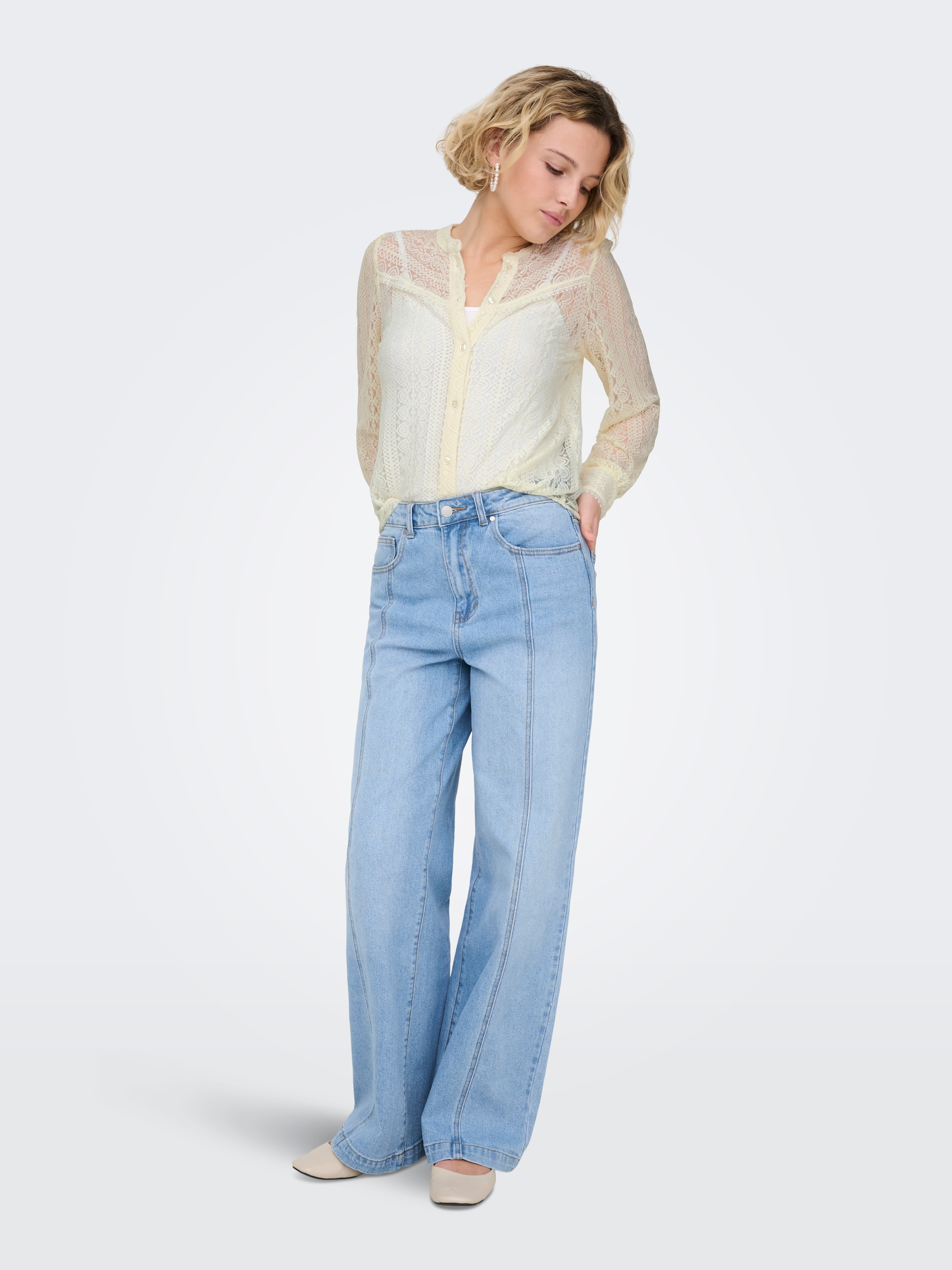 ONLY Spitzenbluse »ONLREBA LACE L/S SHIRT WVN NOOS«