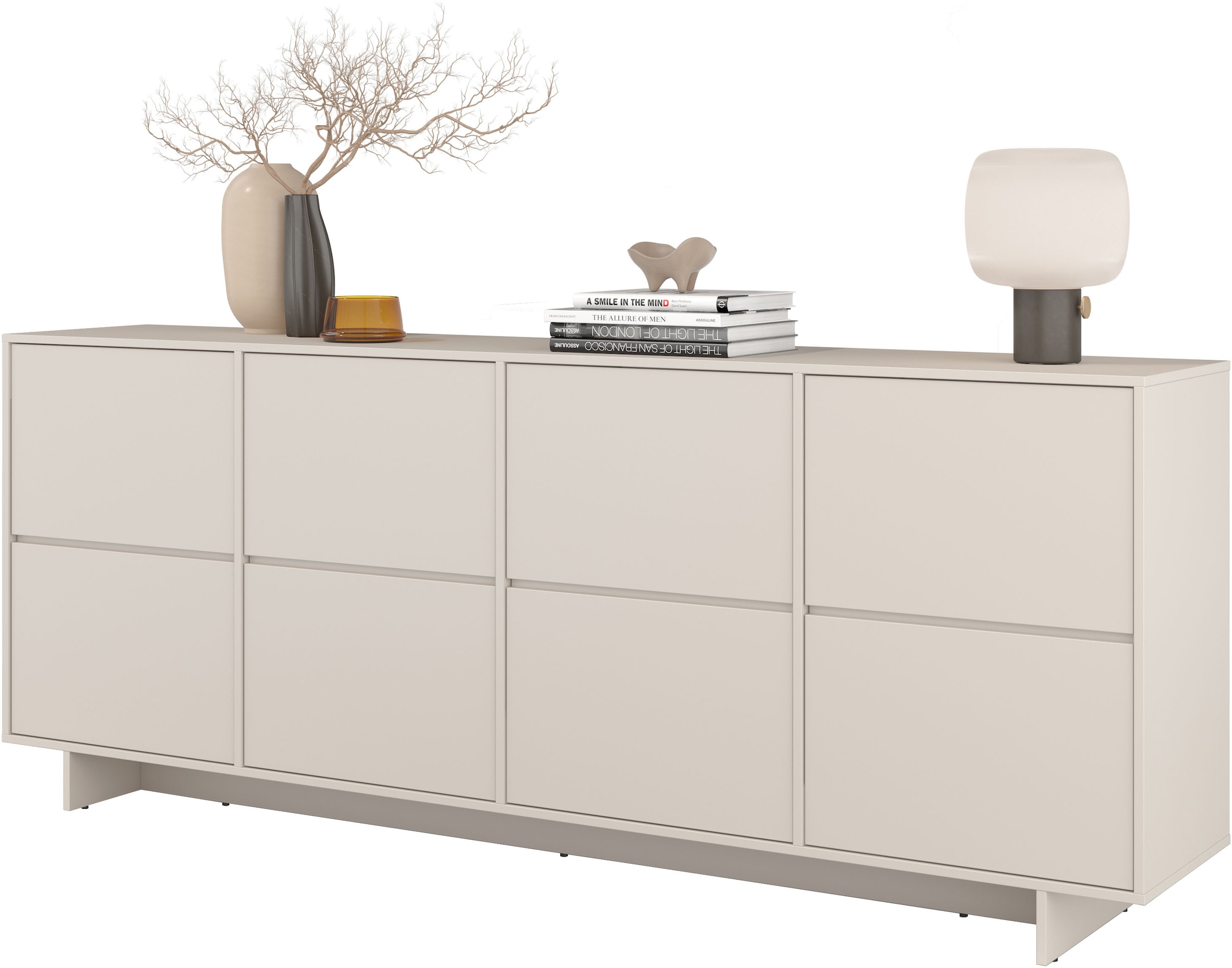 OTTO home Sideboard »Tatami, Stilvolle, moderne grifflose Kommode 4 Türen, Breite 220cm« Anrichte mit viel Stauraum, Böden verstellbar, push-to-open-Funktion