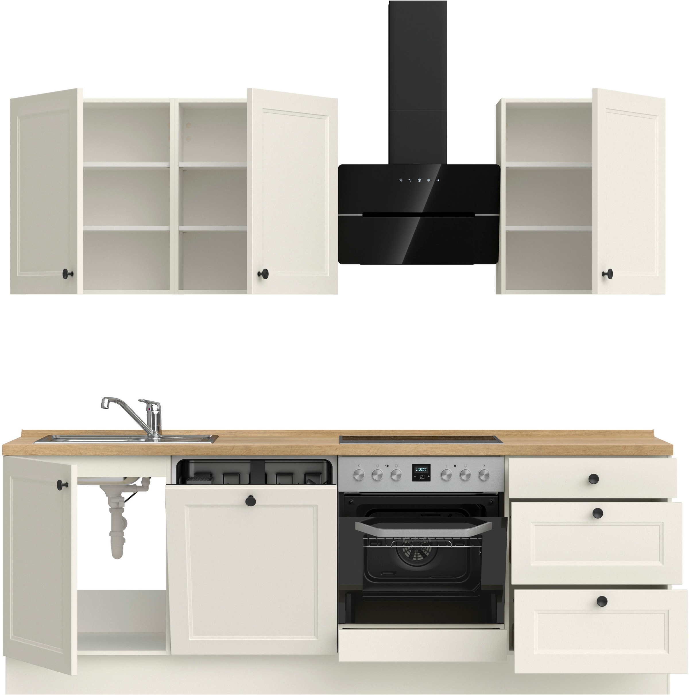 nobilia® Küchenzeile »"Cascada II"« vormontiert, Breite 240 cm, Ausrichtung wählbar, wahlw. mit E-Geräten