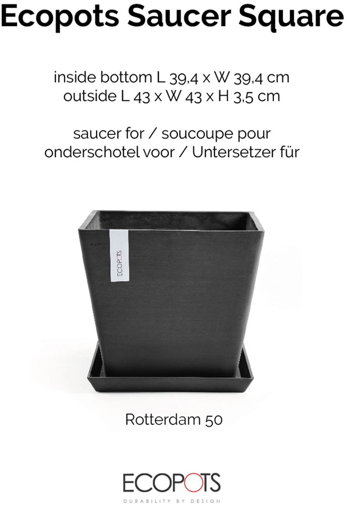 ECOPOTS Blumentopfuntersetzer »SQUARE SAUCER Dark Grey« BxTxH: 43x43x3,5 cm