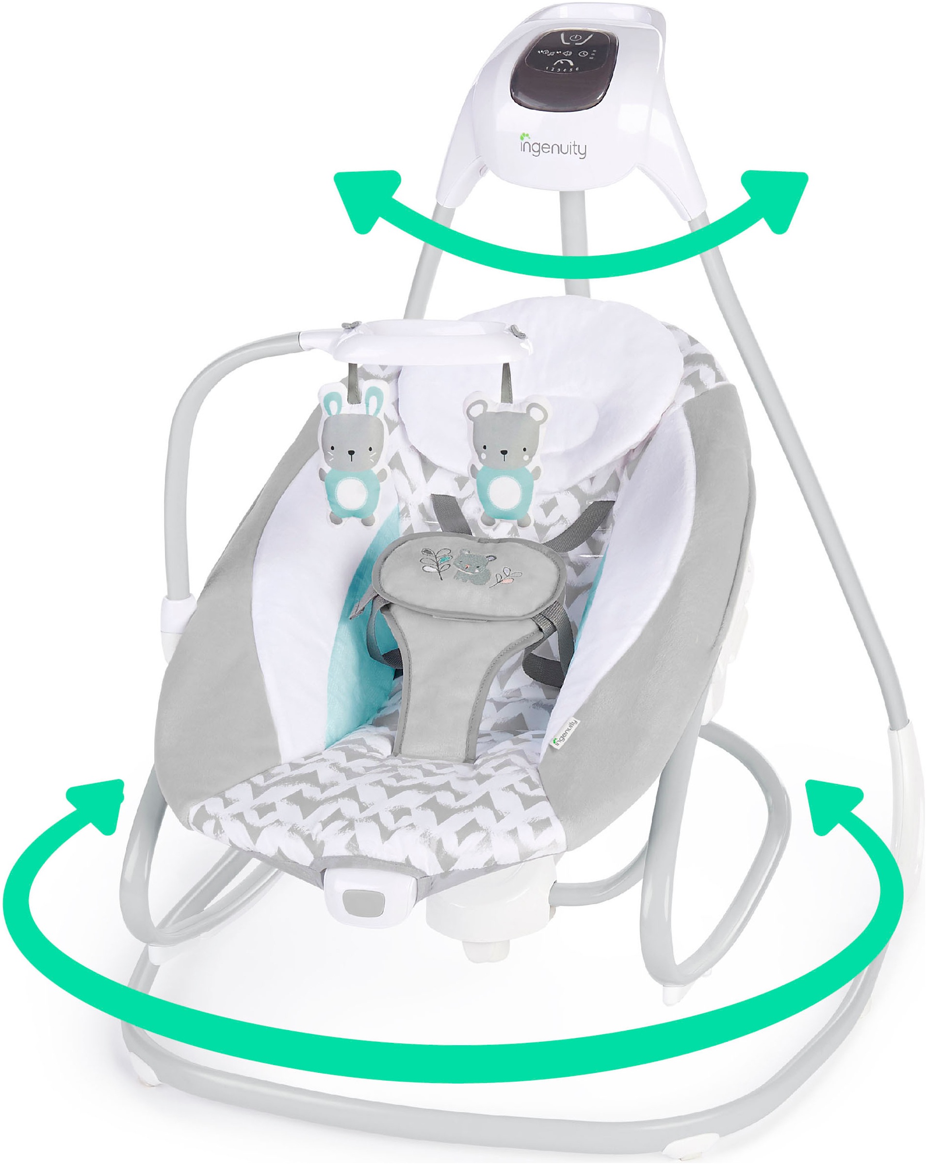 ingenuity Babywippe »SimpleComfort Compact Soothing Swing & Rocker - Raylan«, mit Sound-Effekt