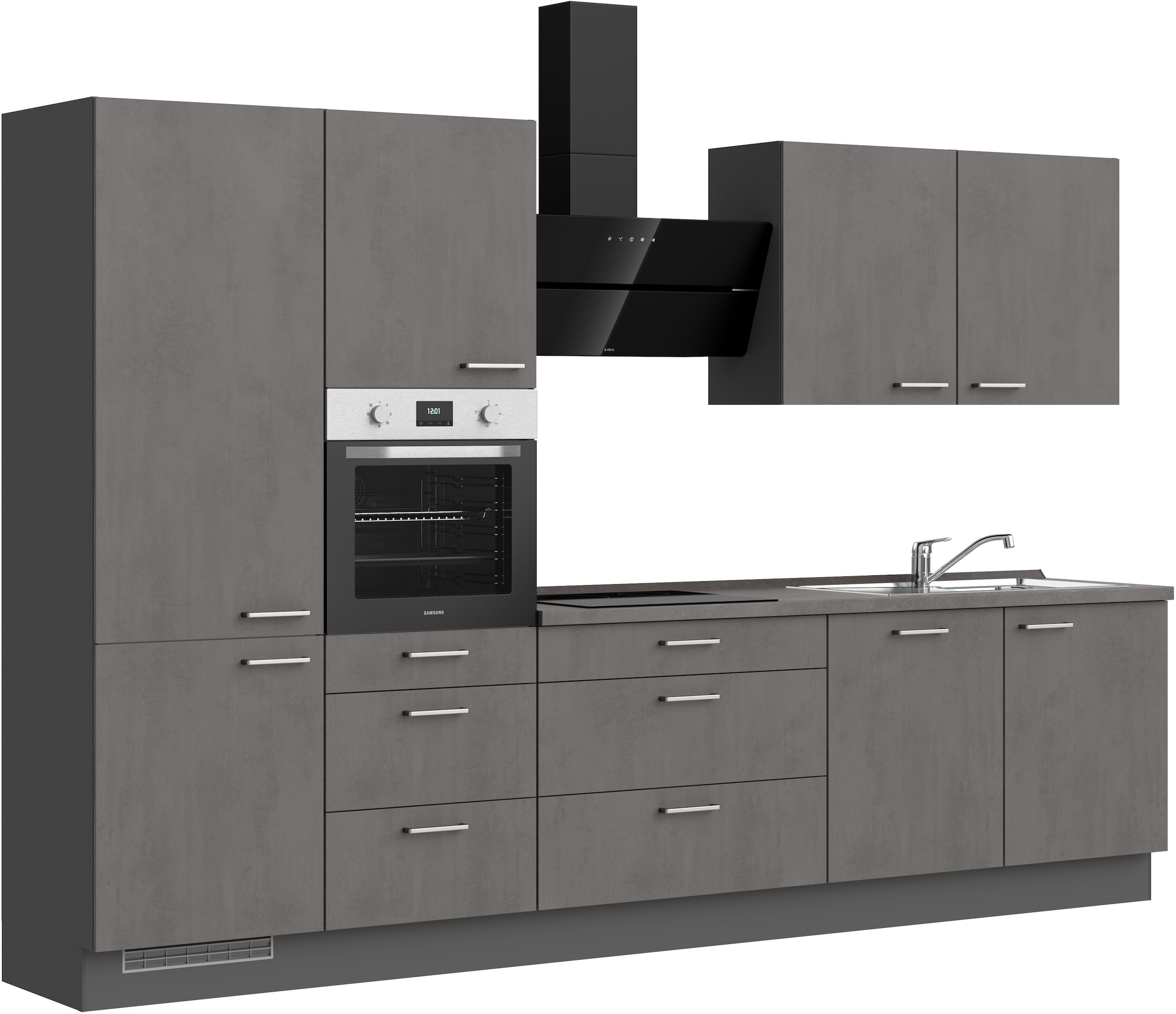 nobilia® Küchenzeile »"Riva II"«, vormontiert, Ausrichtung wählbar, Breite 330 cm, wahlw. mit E-Geräten