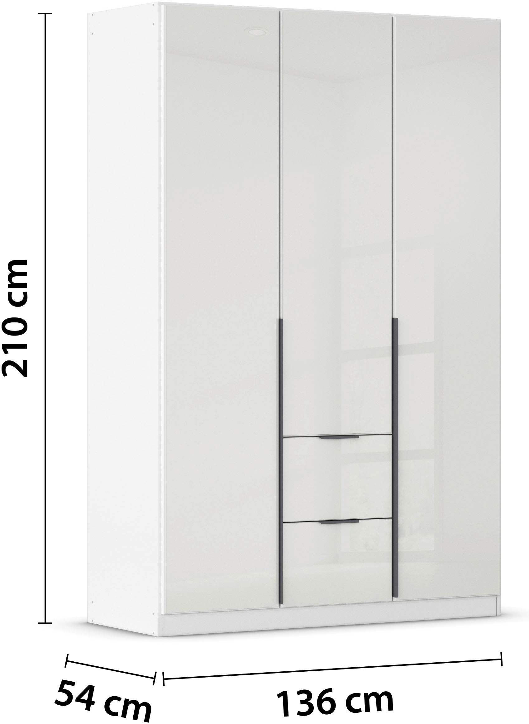 rauch Drehtürenschrank »Kleiderschrank Kleiderschränke Schrank Garderobe AGORDO mit Glasfront«, (in zwei Griff-Farben mit Glasfront), mit Außenschubkästen, in 6 Breiten und 2 Höhen MADE IN GERMANY