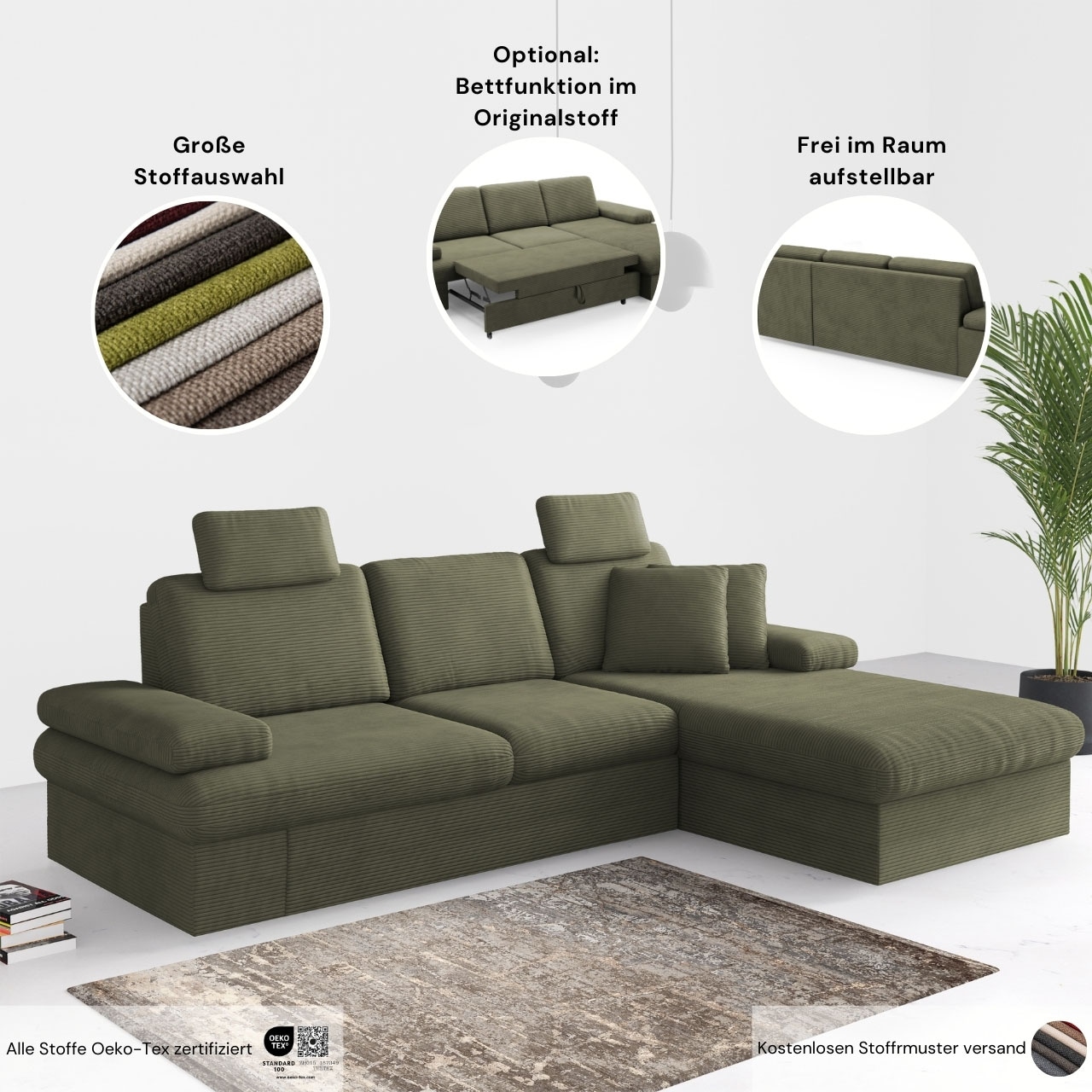 sit&more Wohnlandschaft »Moreno«, mit Armteilverstellung,wahlweise mit Bettfunktion