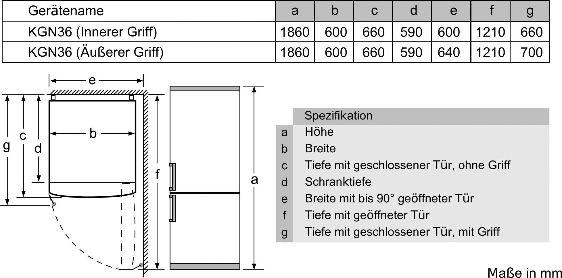 BOSCH Kühl-/Gefrierkombination, 2, KGN36NWEA, 186 hoch, cm bestellen cm online breit 60