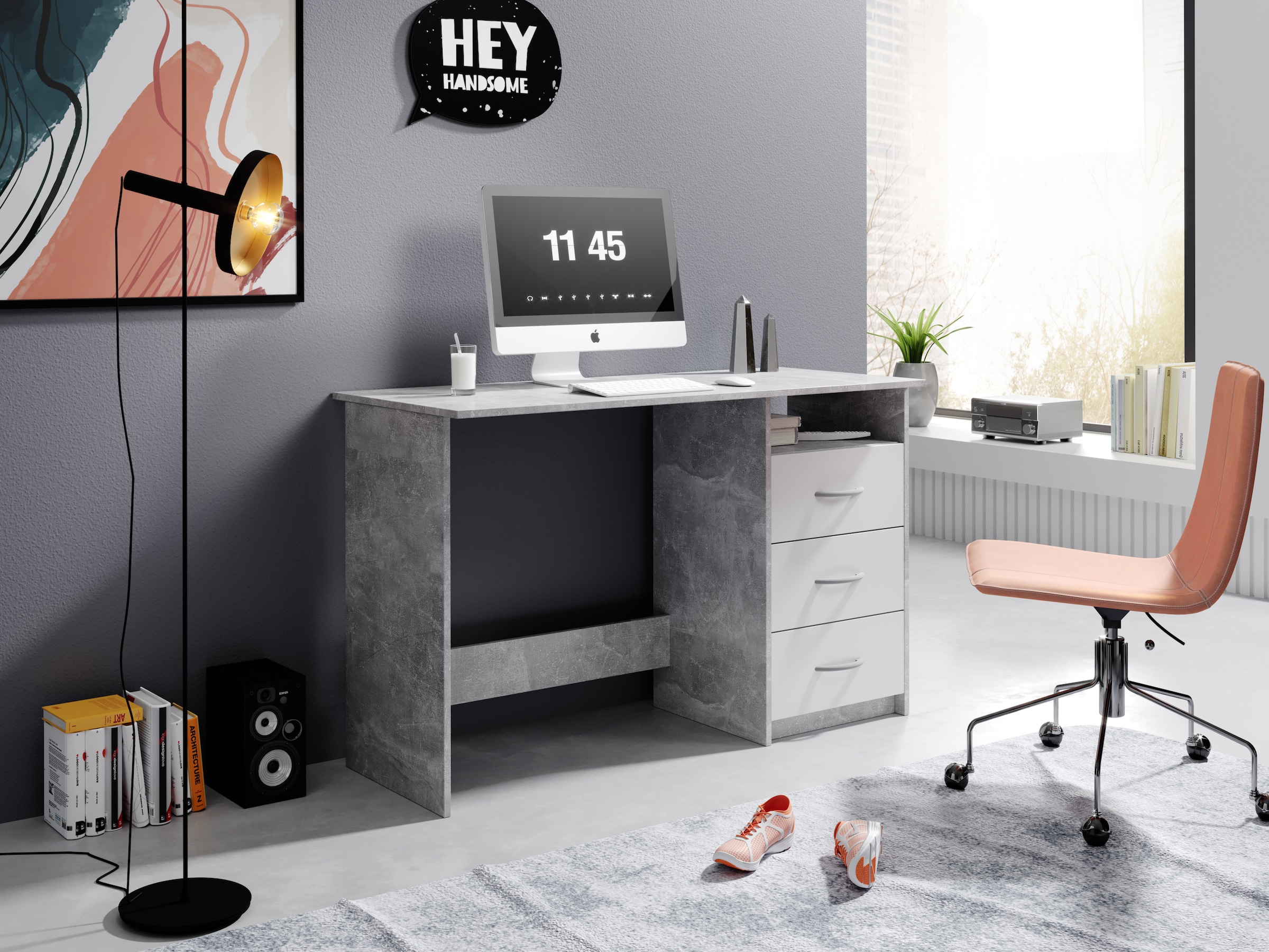 BEGA OFFICE Schreibtisch »Adria, Computertisch,«, Schubkästen rechts oder links montierbar, Breite 123 cm