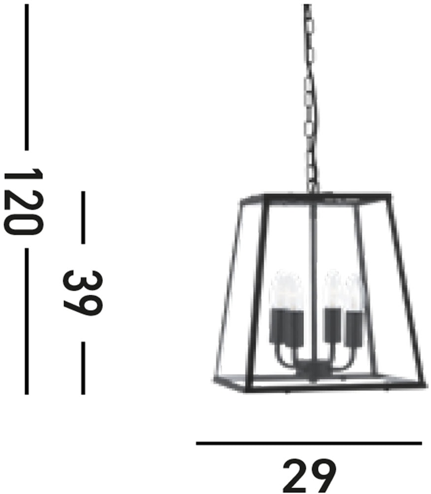 Searchlight Hängeleuchte »Lantern Noir 4Lt Pendant  - Black Metal & Clear Glass« E14 1 Stk.