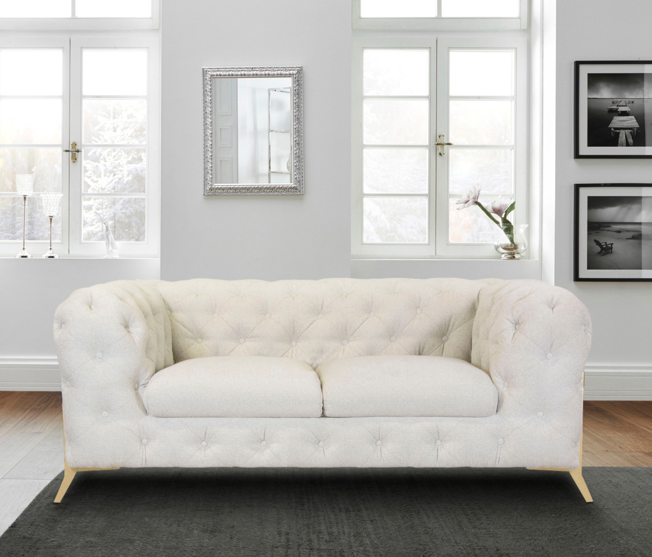Leonique Chesterfield-Sofa »Amaury«, aufwändige Knopfheftung, moderne Chesterfield Optik, Fußfarbe wählbar
