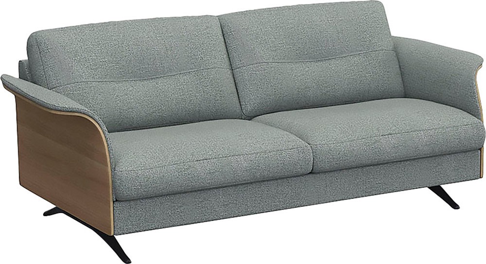 FLEXLUX 2,5-Sitzer »Glow Sofa, Couch, Premium-Sitzkomfort: Kaltschaum & Federkern«, Armlehnenblende in geölter Eiche, Fuß schwarz