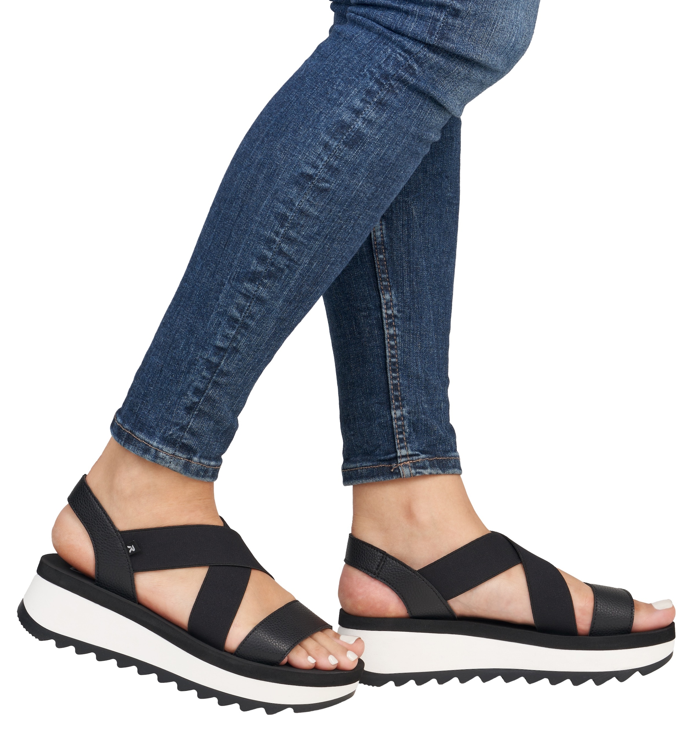 RIEKER Sport Plateausandale, Riemchensandalette, Sommerschuh, Schlupfschuh mit Gummizügen