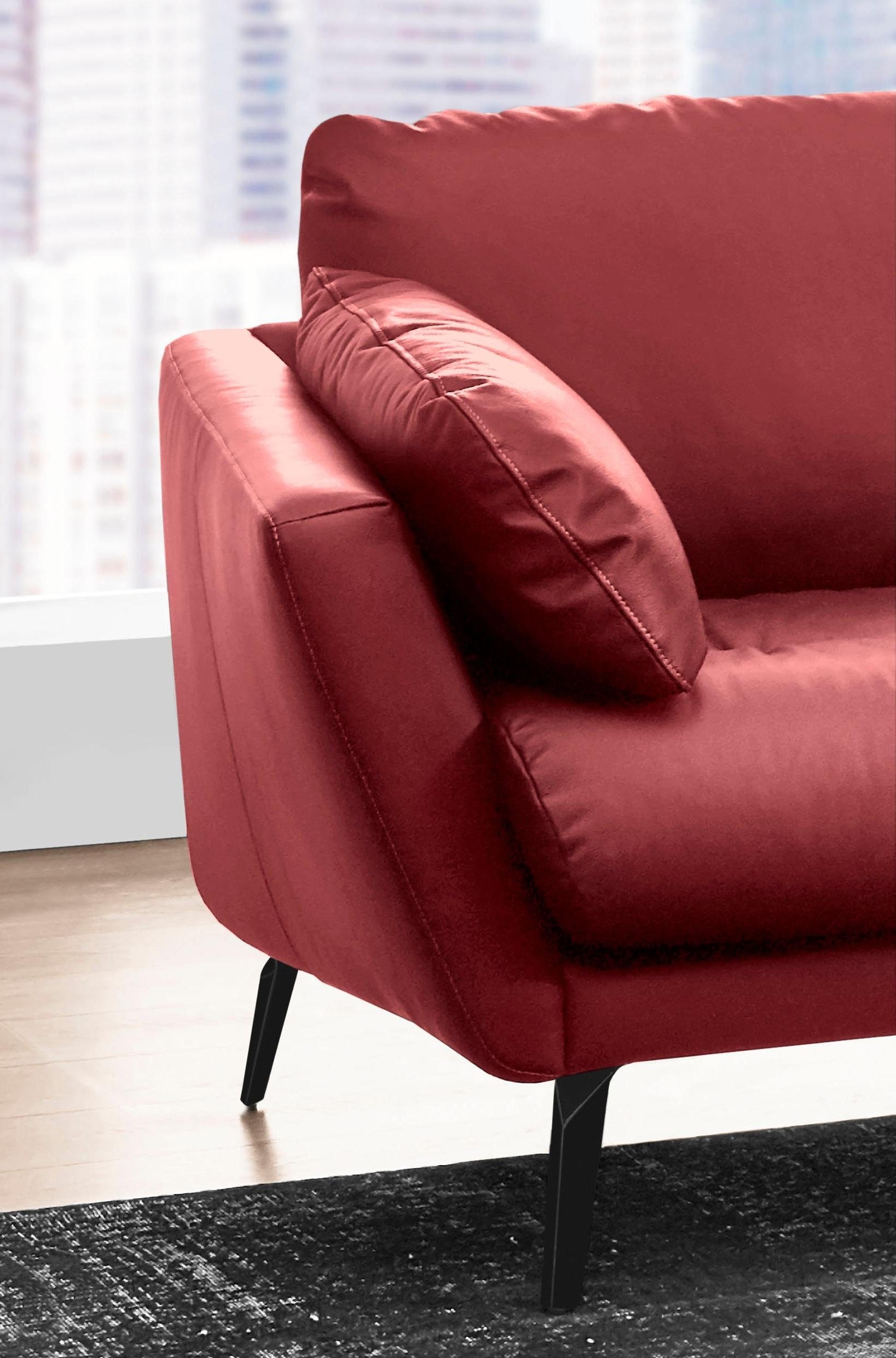 W.SCHILLIG Ecksofa »softy, toller Sitzkomfort, L-Form«, mit dekorativer Heftung im Sitz, Füße schwarz pulverbeschichtet