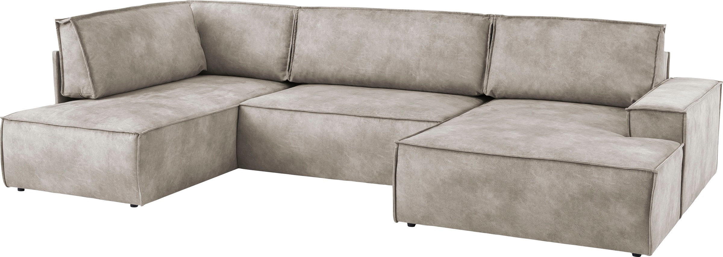 Home affaire Wohnlandschaft »SHERWOOD 329 cm, U-Form, Schlafsofa,«, Schlaffunktion m. Bettkasten (194x139 cm), Cord, Vintage, Samtvelours