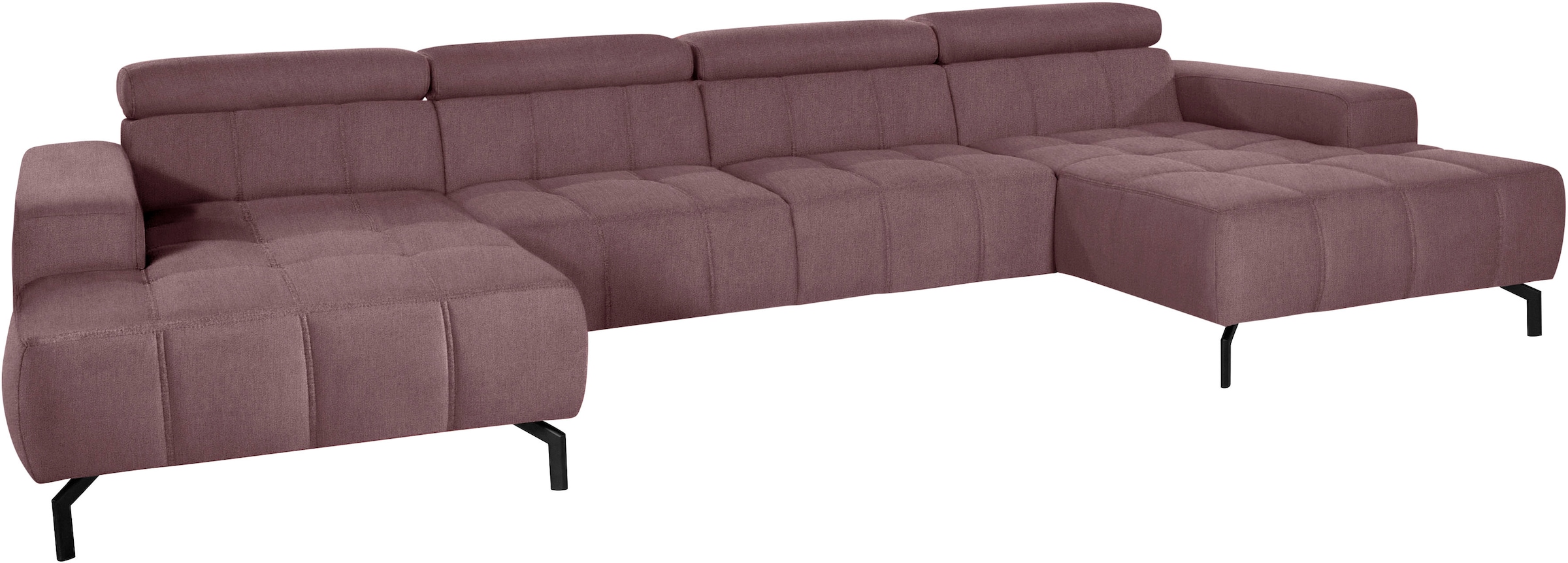 DOMO collection Wohnlandschaft »Cunelli tolle Sitznähte als Designelement, fester Sitzkomfort, U-Form«, wahlweise mit Kopfteilverstellung, bodenfrei