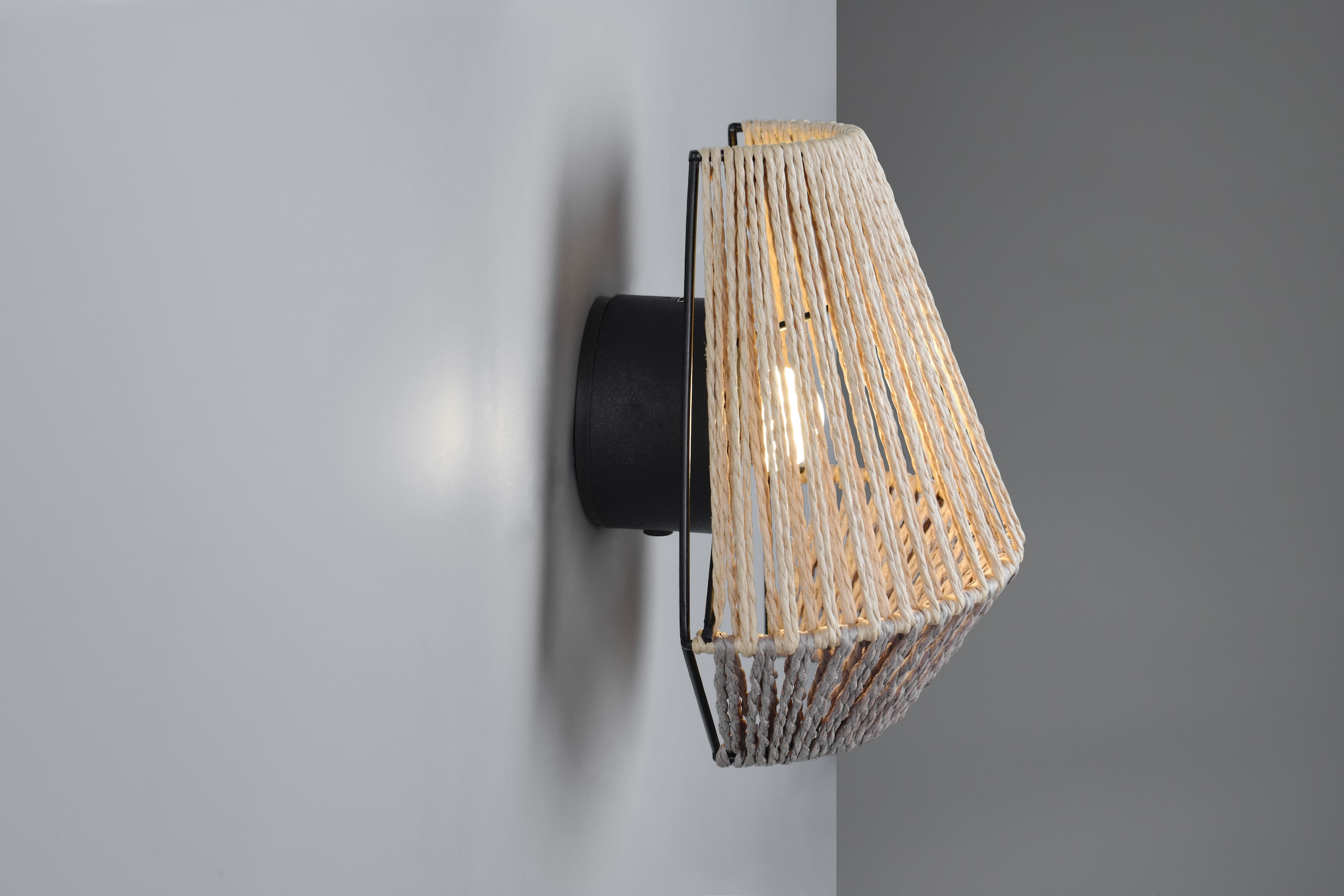 REALITY Leuchten LED Wandleuchte »LIRA, Akku Wandlampe, USB Ladeanschluss, 1,5W 140 Lumen 3000K warmweiß«, 1 flammig, Leuchtmittel LED-Board | LED fest integriert, Lampenschirm aus Papiergarn, Touchdimmer, max 8h Akkulaufzeit