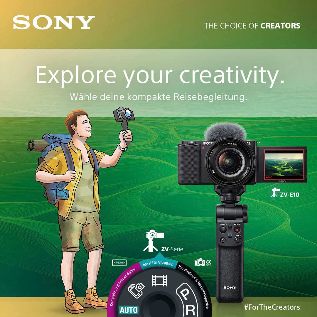 Sony Systemkamera »ZV-E10L«, E PZ MP, Objektiv (WiFi), schwenkbarem mit 5.6 Vlog-Kamera 24,2 Bluetooth-WLAN F3.5 online inkl. 50 mm 16 OSS - Display kaufen (SELP1650), SEL16-50 