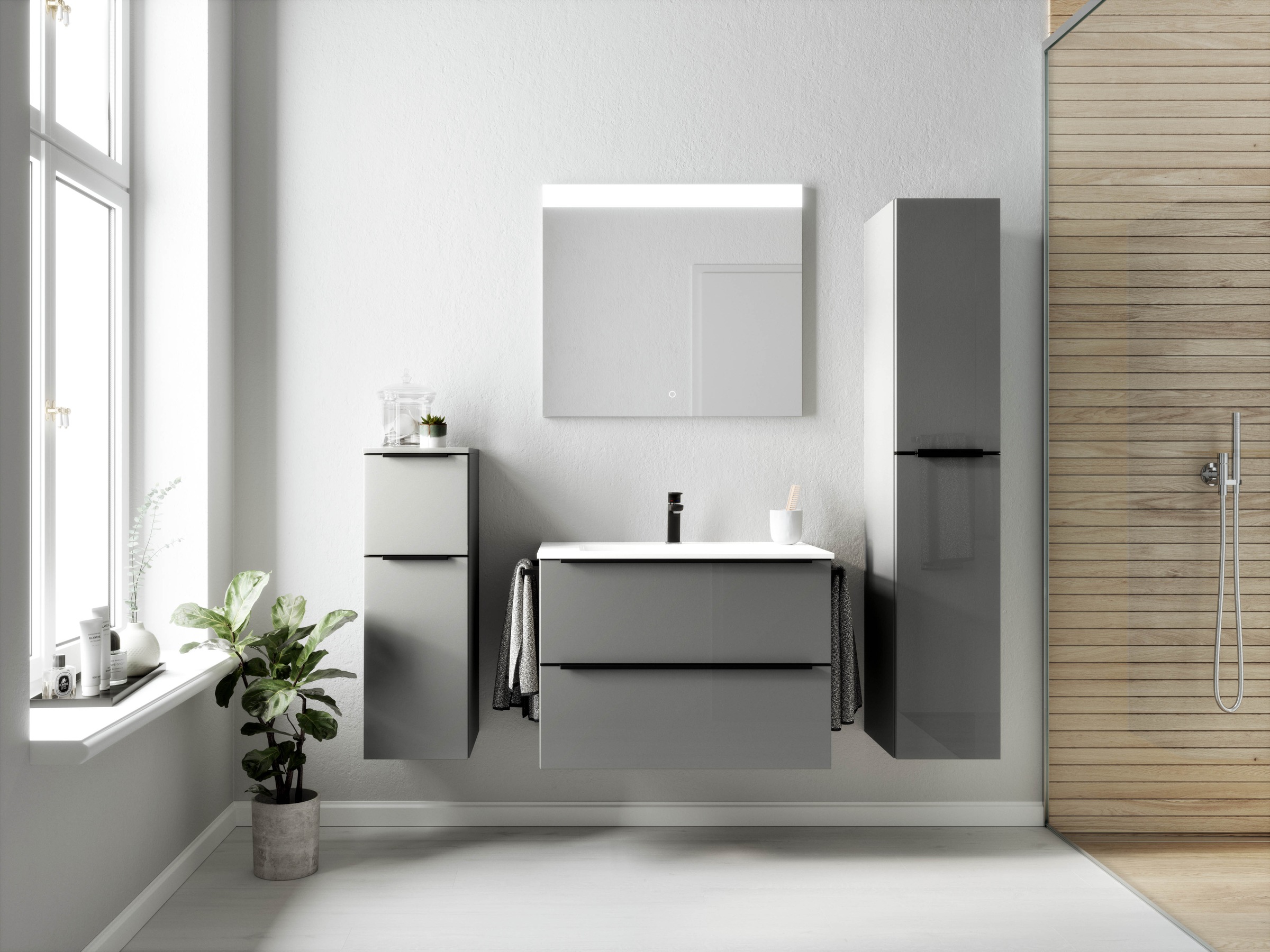 nobilia® Badmöbel-Set Levere, (4-St., vormontiert, mit günstig online kaufen