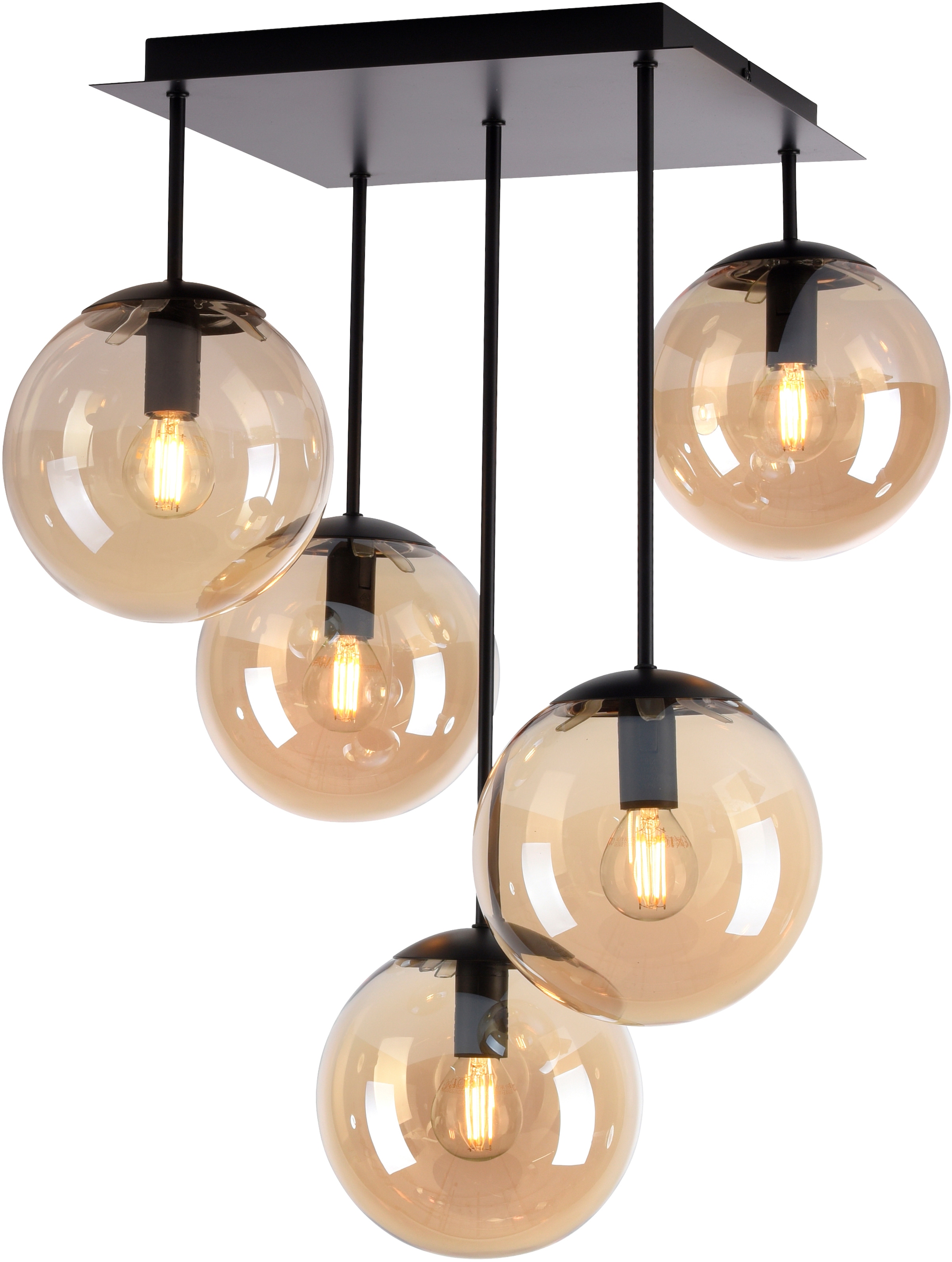 »Nymölla«, Glaskörpern, andas 6 lackiert großen bestellen flammig-flammig, online Stehlampe mit amberfarbigen Oberfläche schwarz