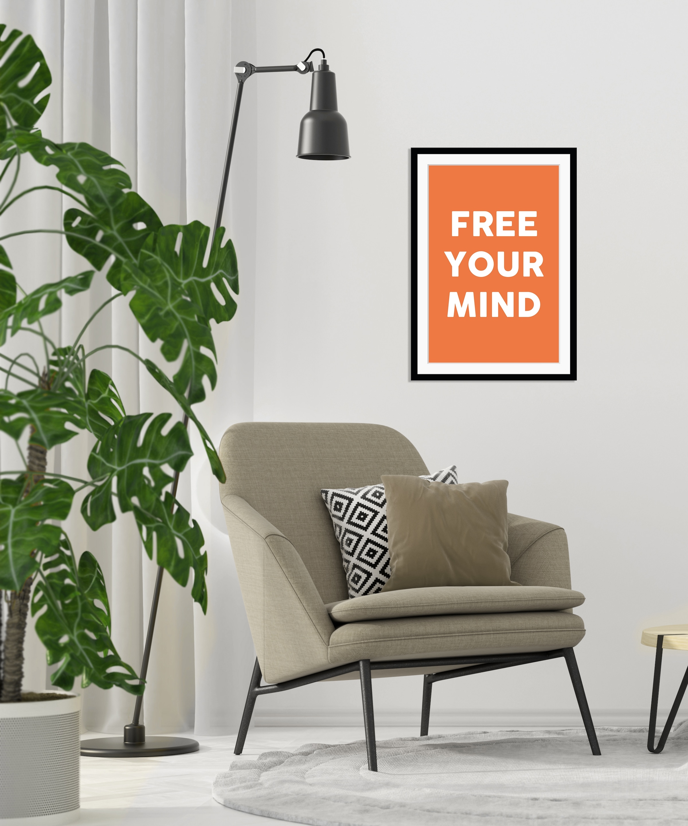 queence Bild »FREE YOUR MIND«, Sprüche & Texte-Schriftzug-Motivationsbilder günstig online kaufen