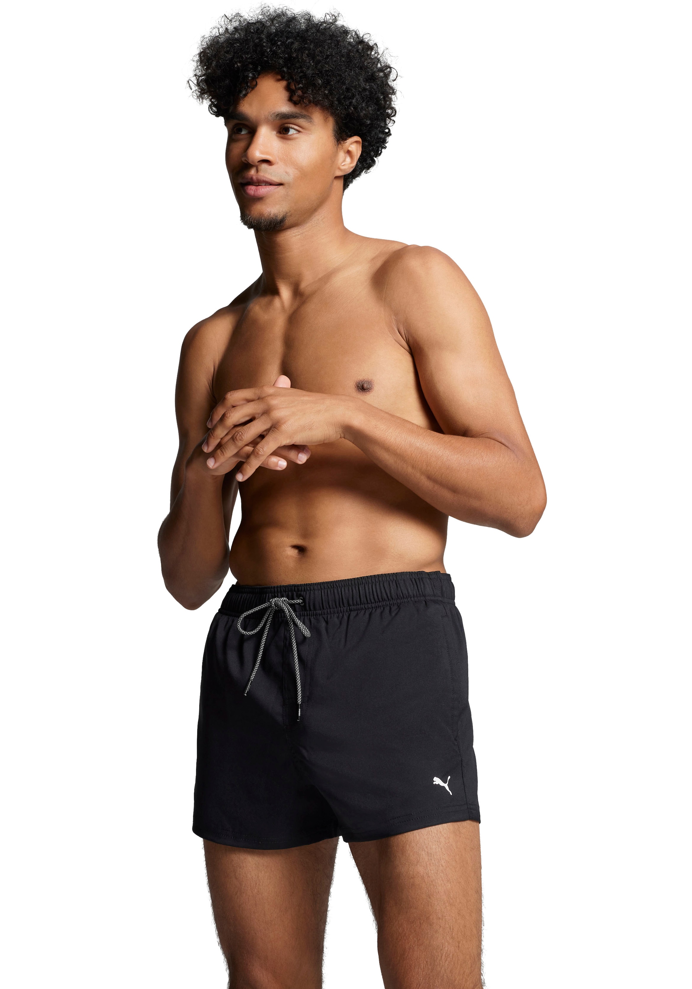 PUMA Badeshorts »SWIM MEN SHORT LENGTH SWIM SHORTS« mit seitlichen Eingriff-Taschen, Gesäßtasche mit Klettverschluss black M - N-Gr N-Gr M...