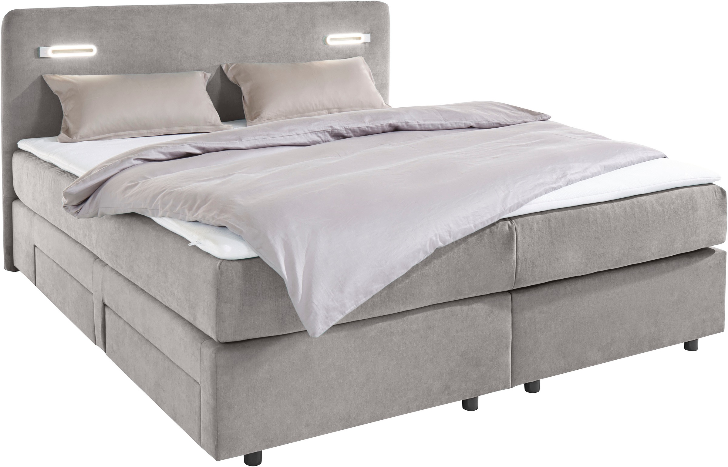 INOSIGN Boxbett »Luan«, Schubkästen, LED-Beleuchtung und Topper, in Breite 120 cm und 180 cm