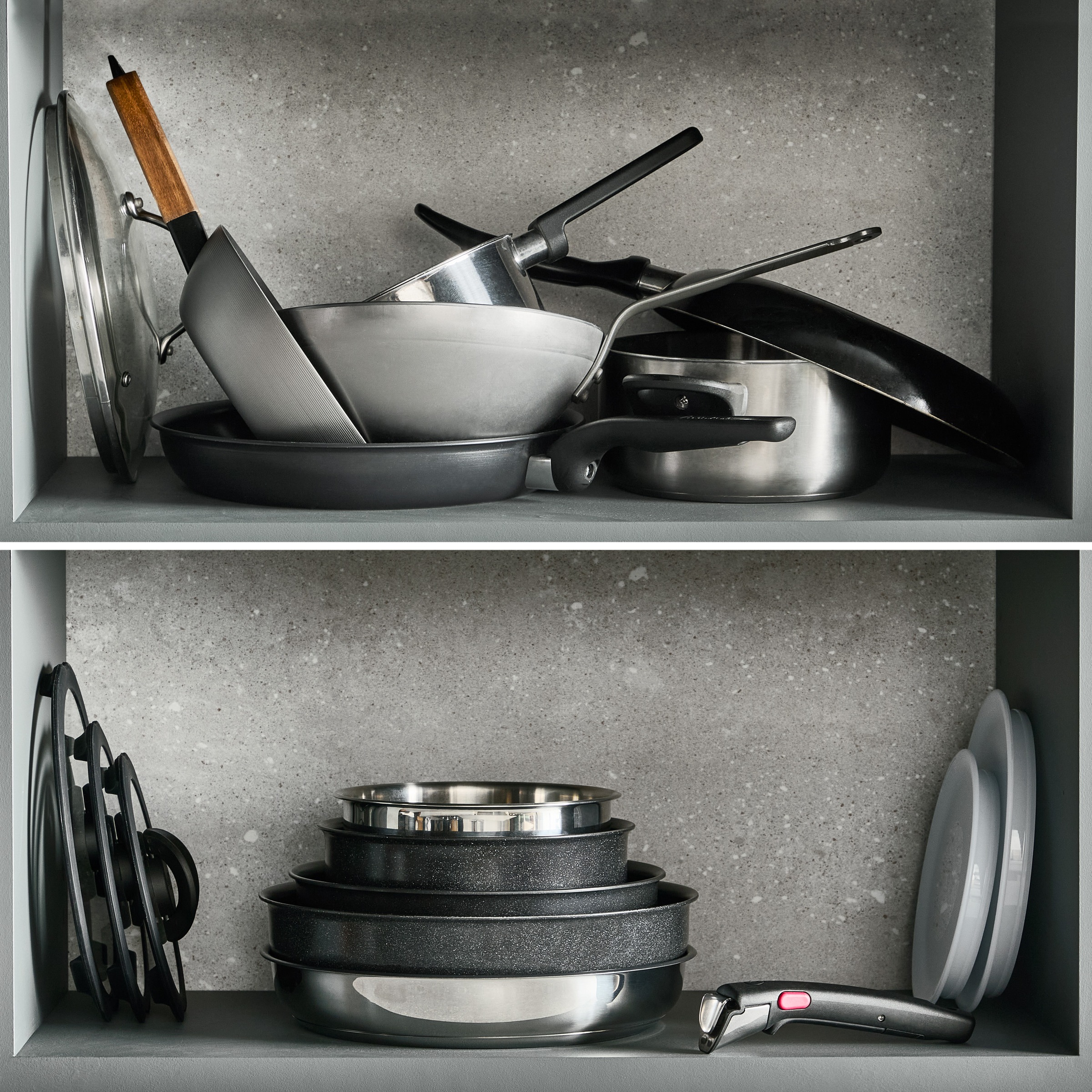 Tefal Pfannen-Set »Ingenio Excellence Keramik« Aluminium Set, 13 tlg. abnehmbarer Ingenio-Griff, Thermo-Signal, stapelbar, Induktion