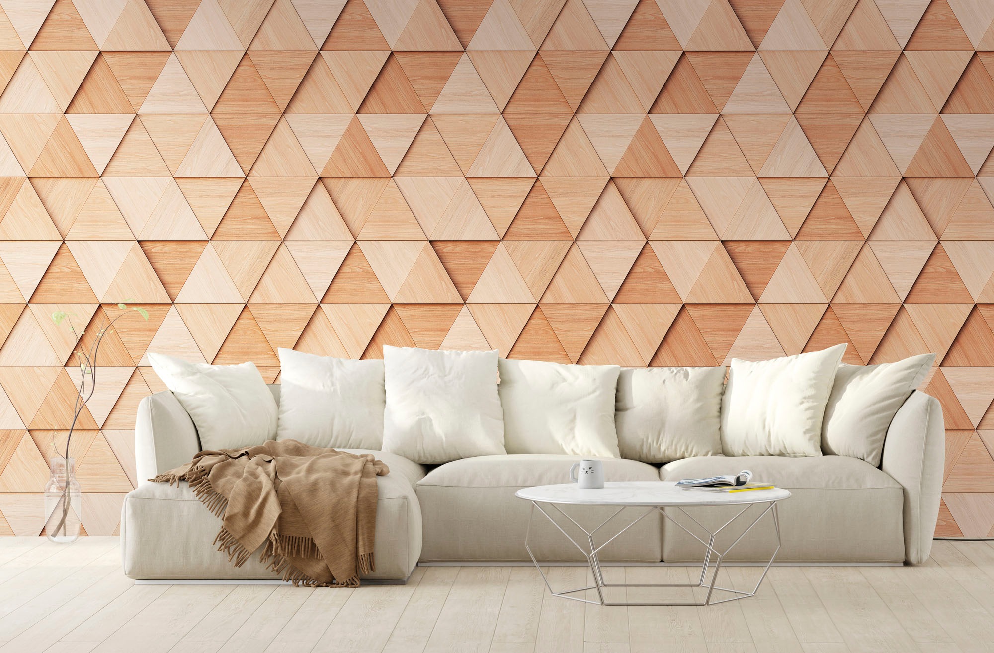 living walls Fototapete »The Wall«, 3D-Optik-matt-geometrisch, Fototapete Geometrisch Tapete 3D Tapeten Wohnzimmer modern Flur Design