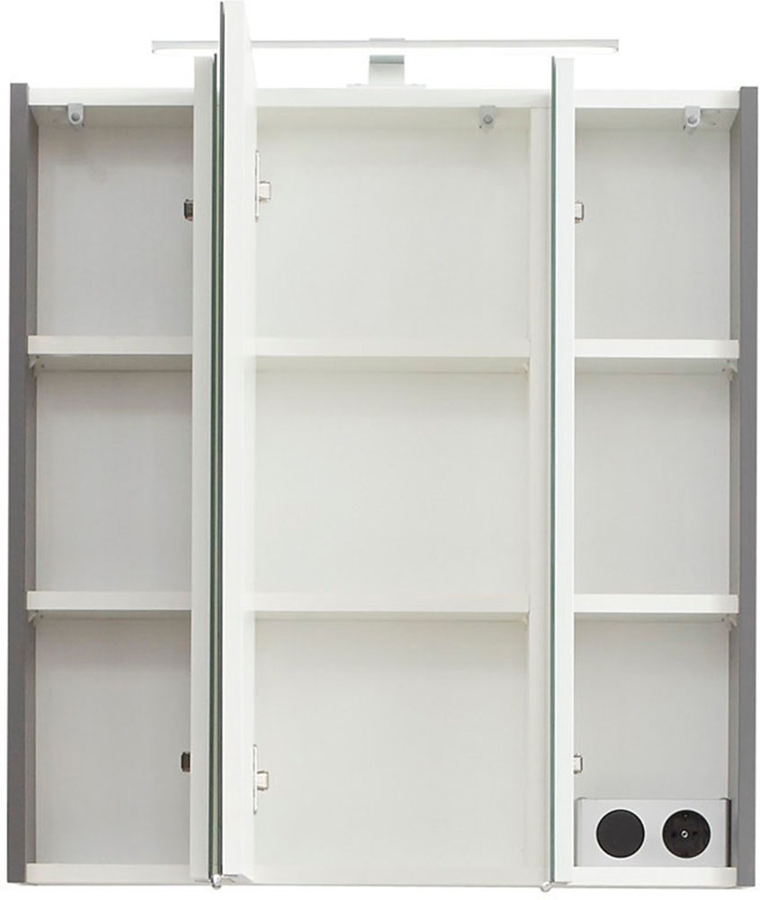 Saphir Badmöbel-Set »Quickset 5-teilig, Waschbeckenunterschrank mit LED-Spiegelschrank«, (6 St.), Midischrank, Unterschrank, Hängeschrank, inkl. Türdämpfer, 9 Türen