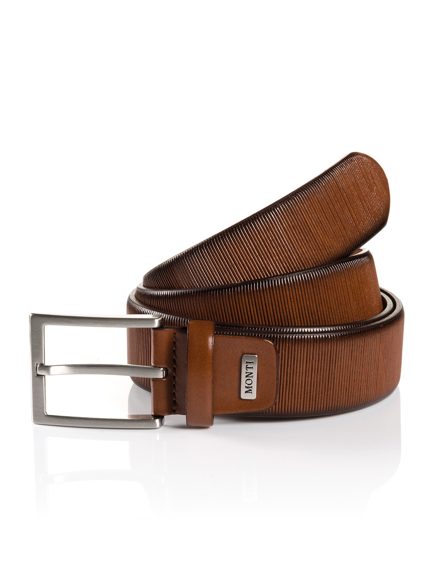 MONTI Ledergürtel »SALZBURG« mit silberfarbener Schließe Hellbraun