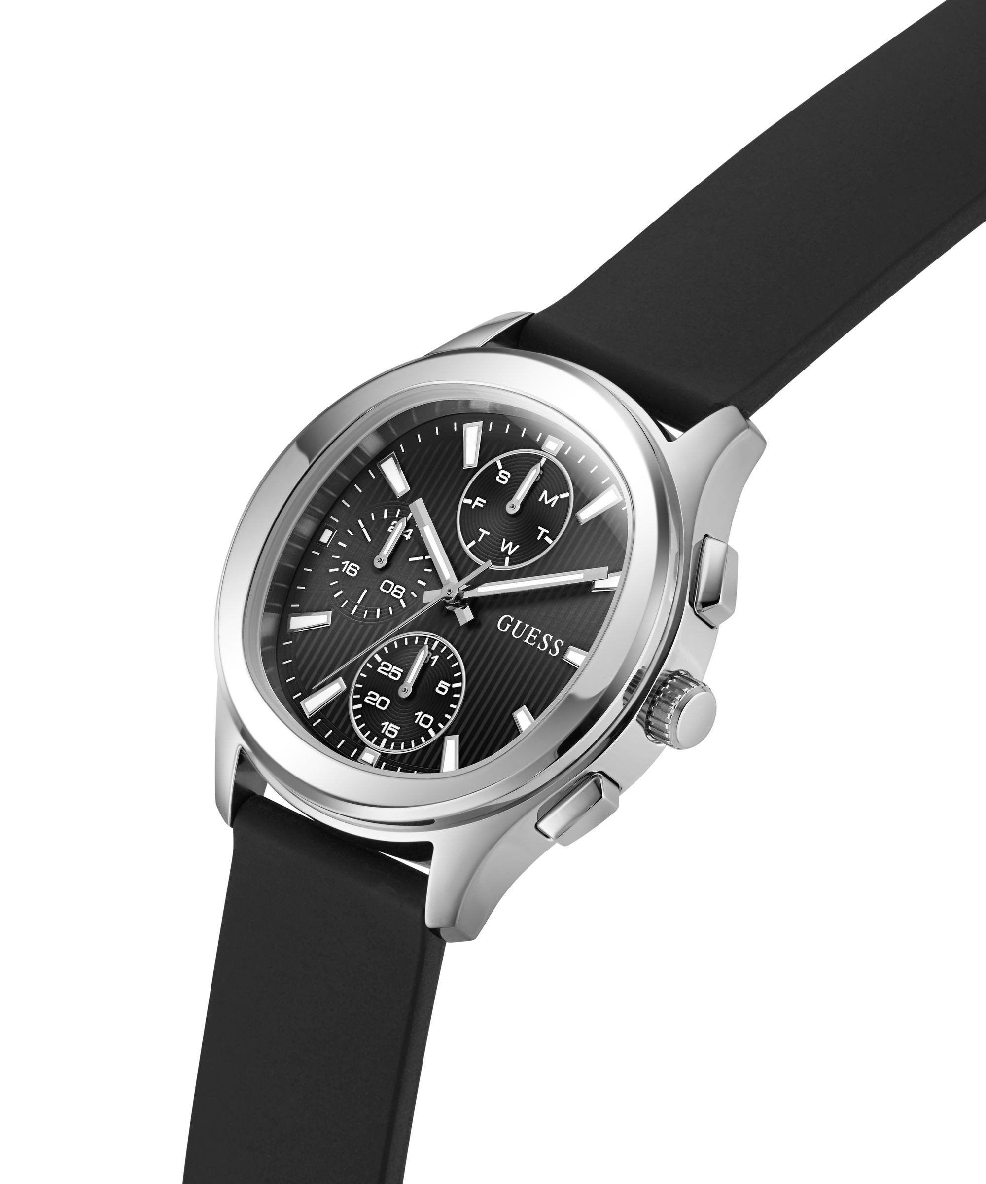 Guess Multifunktionsuhr »PALMER« Quarzuhr, Armbanduhr, Herrenuhr, Silikonarmband, analog, Wochentag