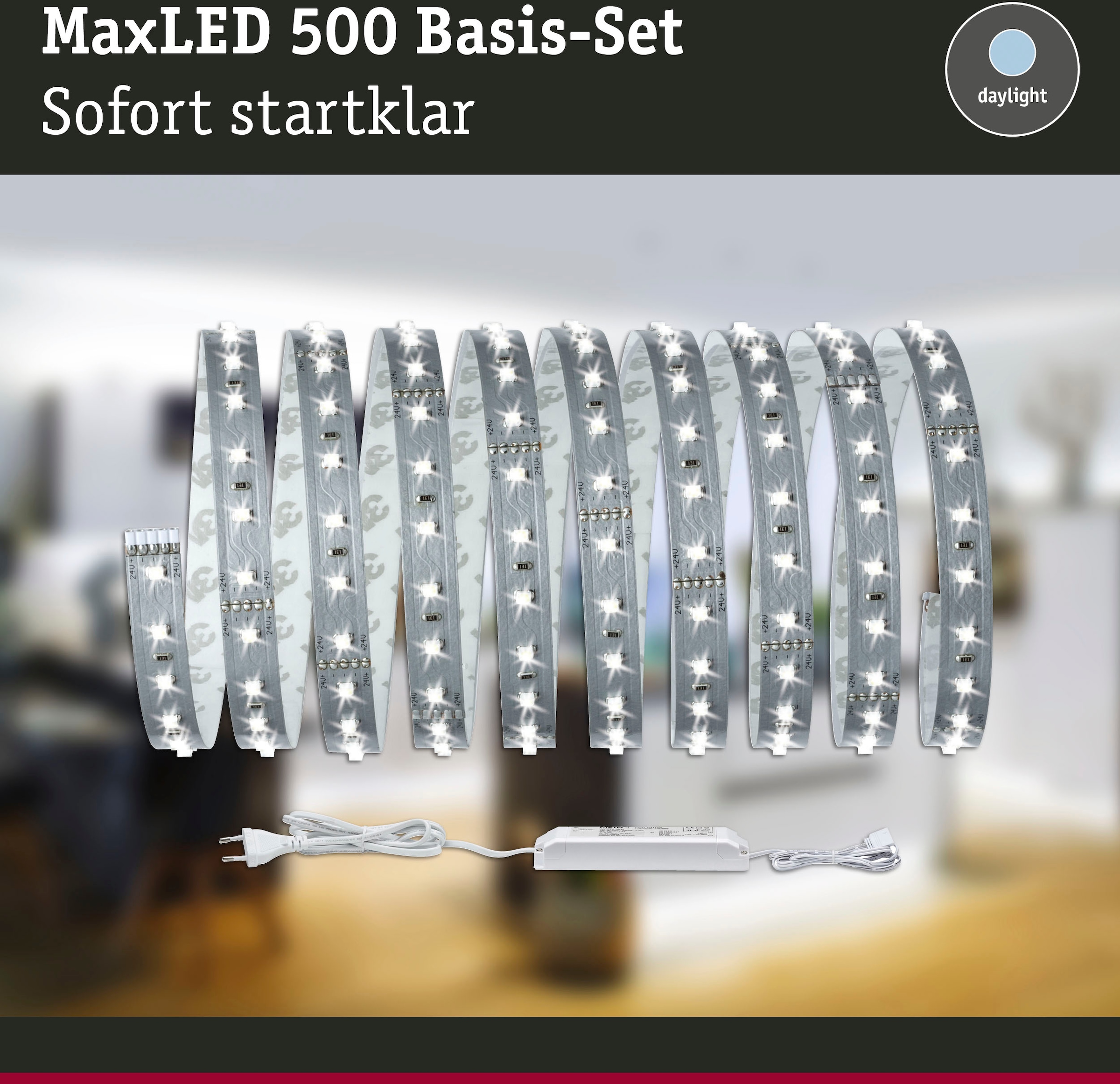 Paulmann LED-Streifen »MaxLED 500 Basisset 3m Tageslichtweiß 18W 1650lm 6500K unbeschichtet«, 1 St.-flammig
