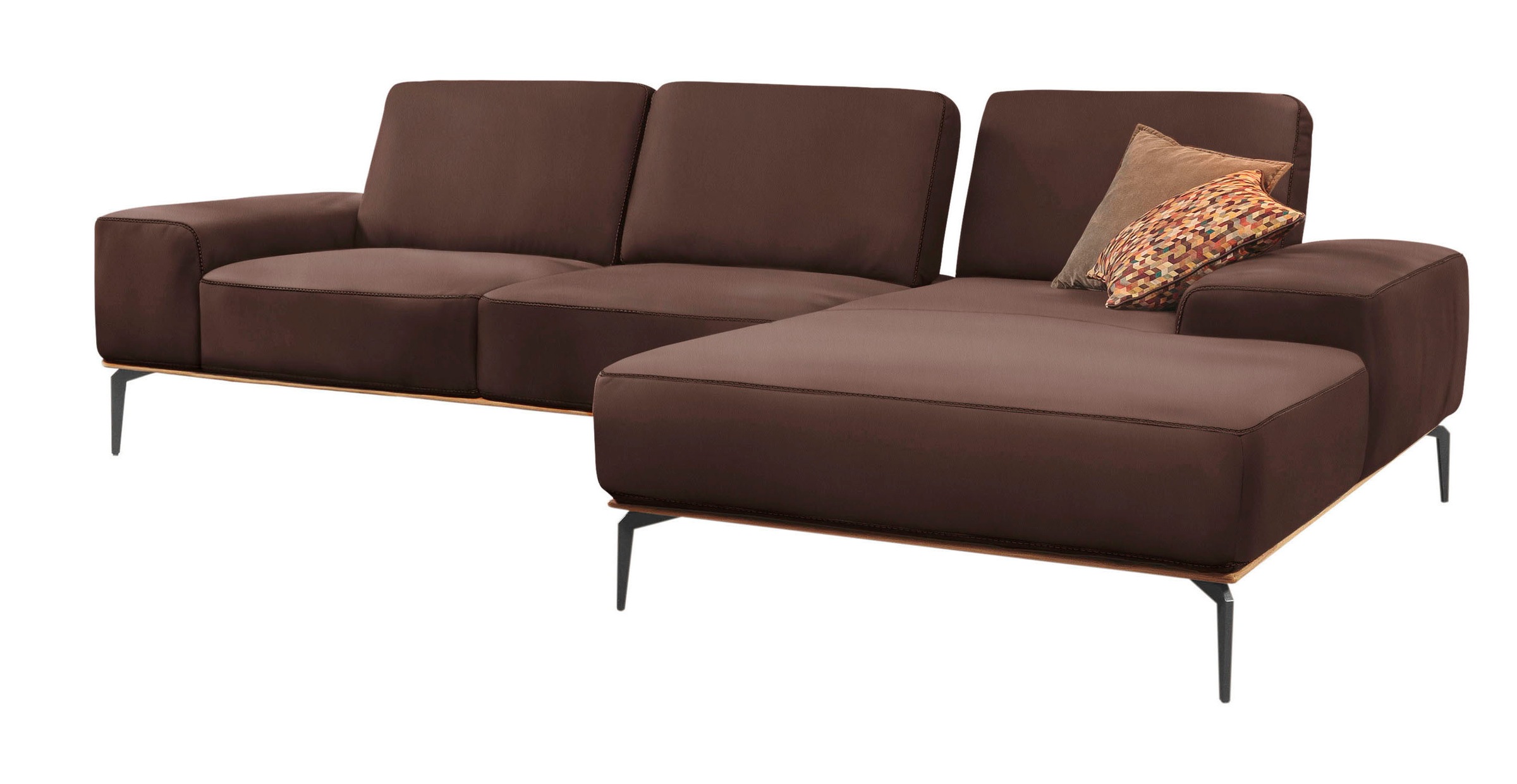 W.SCHILLIG Ecksofa »run, Designsofa mit tollem Sitzkomfort, bequem, L-Form«, mit Holzsockel, Füße in Schwarz pulverbeschichtet, Breite 319 cm