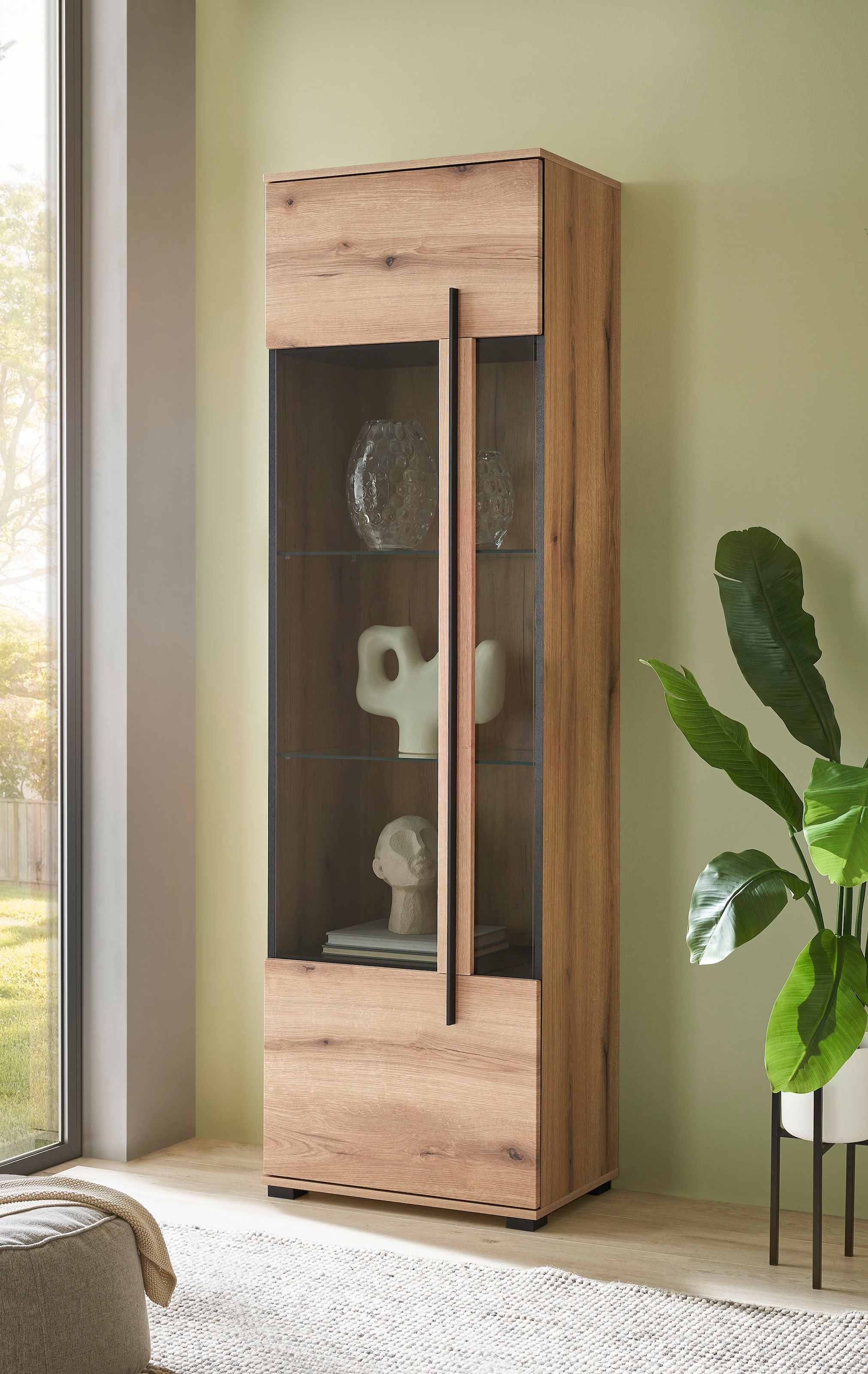 INOSIGN Wohnwand »Cantara, moderne Anbauwand, Wohnzimmer-Set, in Eiche Evoke oder Weiß«, (Set), enthält zwei Vitrinen und ein Sideboard