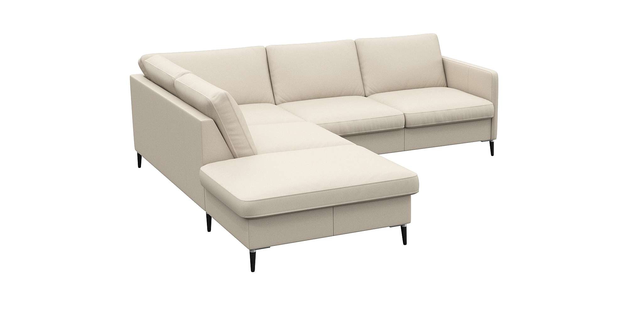 FLEXLUX Ecksofa »Fiore, L-Form«, schmale Armlehnen, Füße Alu/schwarz, B/T 234/225cm, Kaltschaum im Sitz