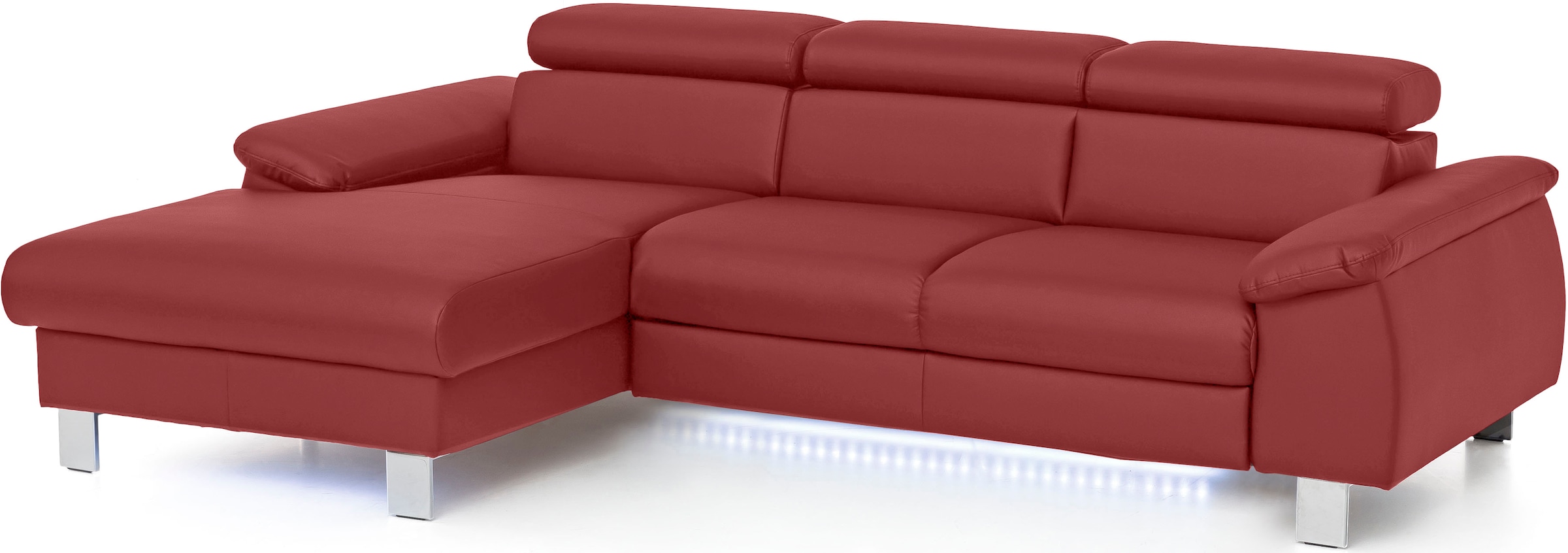 COTTA Ecksofa Komaris, Ecksofa, wahlweise mit RGB-LED-Beleuchtung und Bettfunktion/Bettkasten