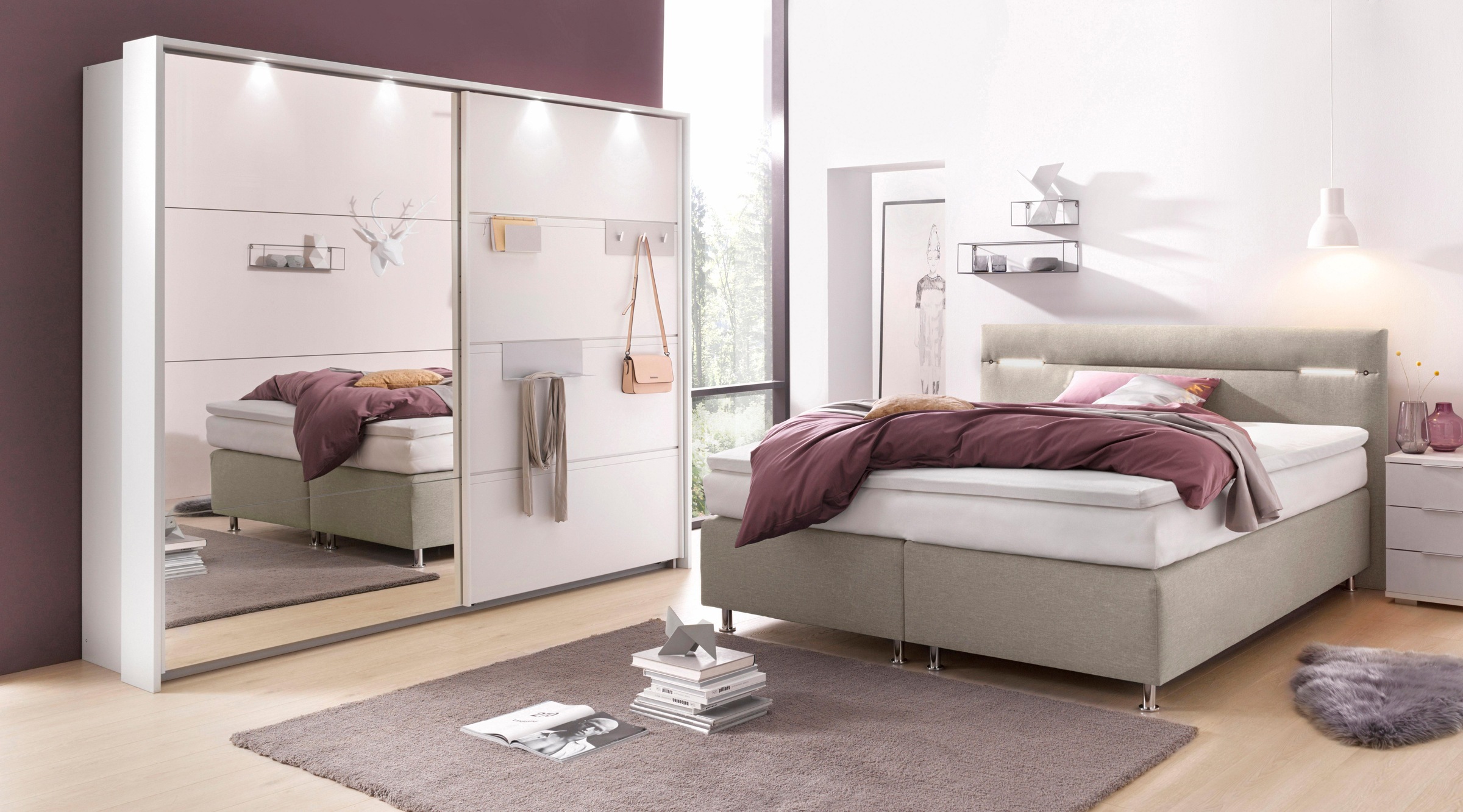 Westfalia Schlafkomfort Boxspringbett, wahlweise mit LED-Beleuchtung