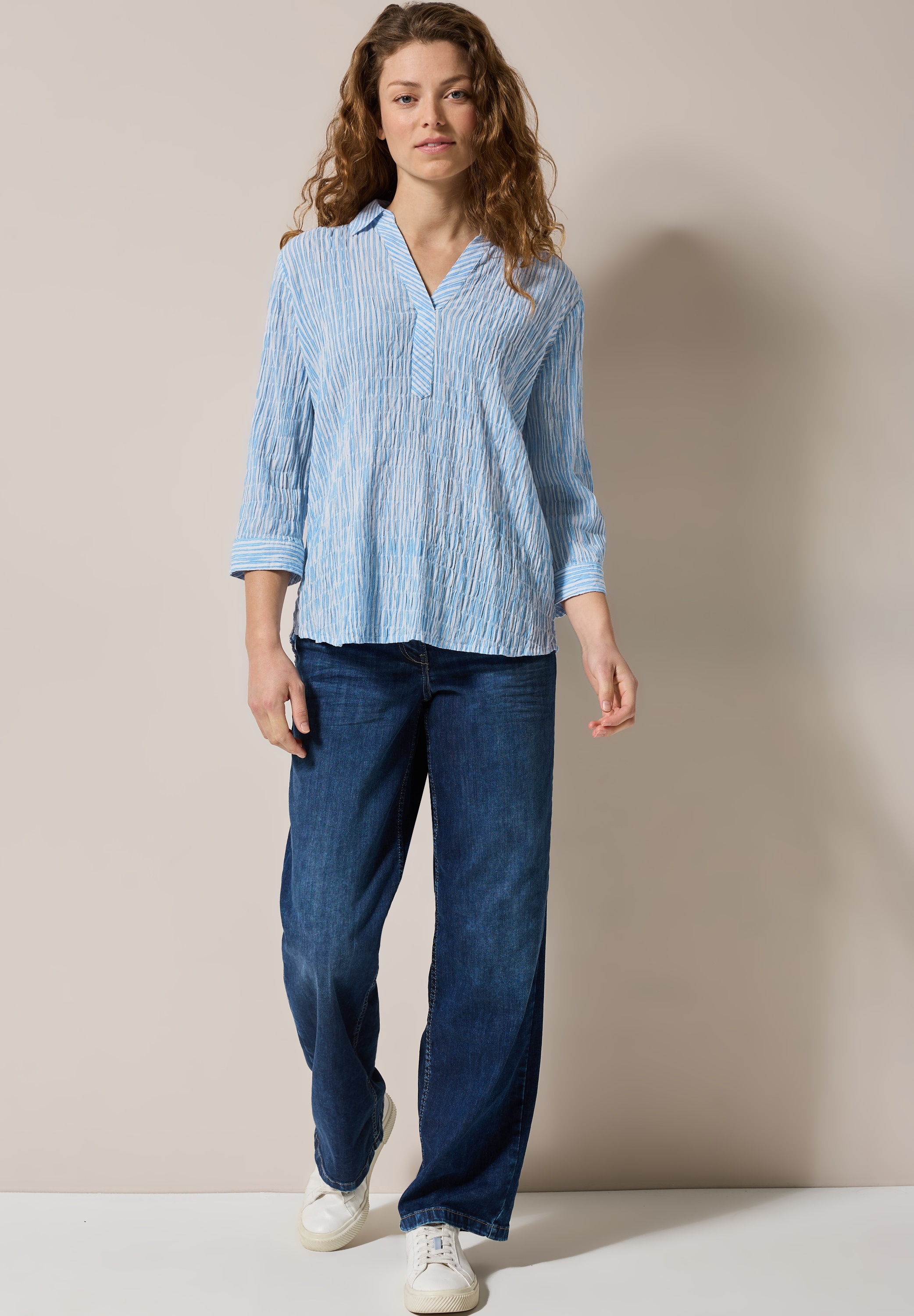 Cecil Klassische Bluse, mit Streifen Seersucker Muster