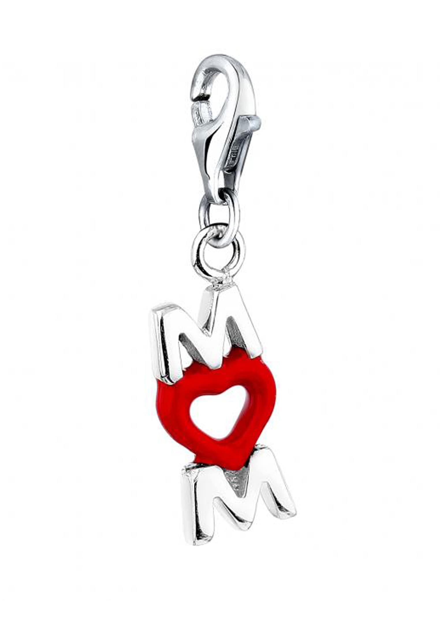 Nenalina Charm-Einhänger »Mom-Anhänger Herz Emaille Muttertag 925 Silber«