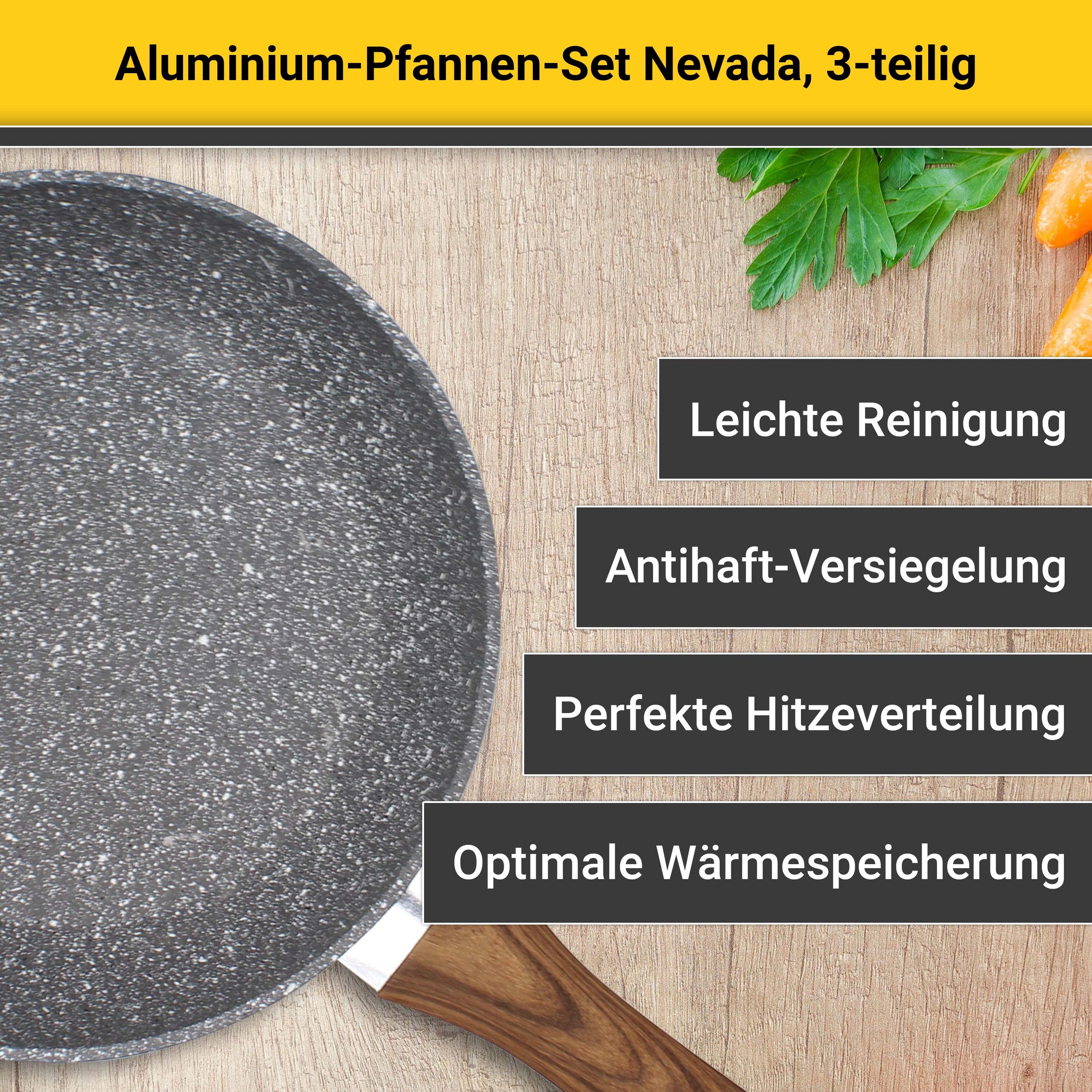 Krüger Pfannen-Set »Nevada«, Aluminium, (Set, 3 tlg.), Soft-Touch-Griff, Ø günstig online kaufen