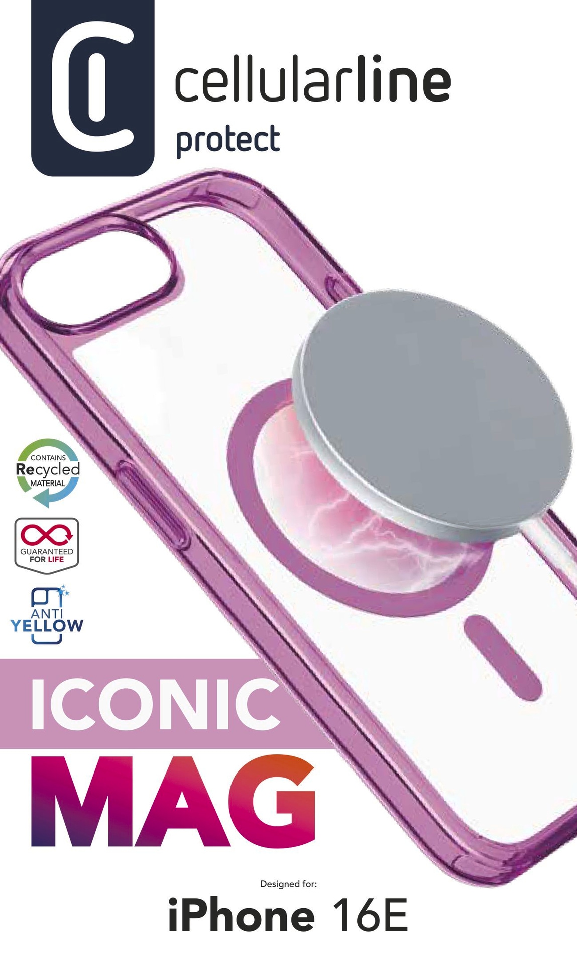 Cellularline Handyhülle »Iconic MAG MagSafe Case für Apple iPhone 16e«, Apple iPhone 16e, Backcover, Schutzhülle, Handyschutzhülle, Case, Schutzcase, stoßfest
