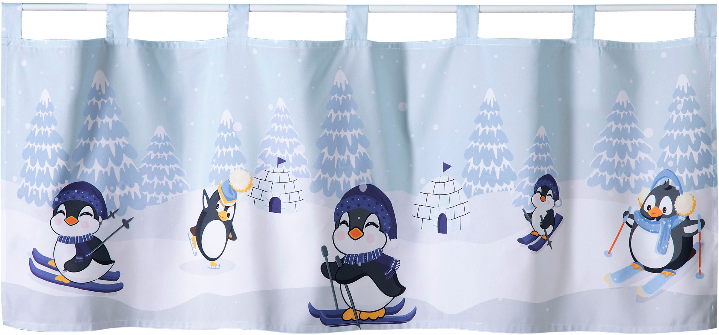 Weckbrodt Scheibengardine »Comic-Pinguine«, (1 St.), Microsatin, blickdicht günstig online kaufen