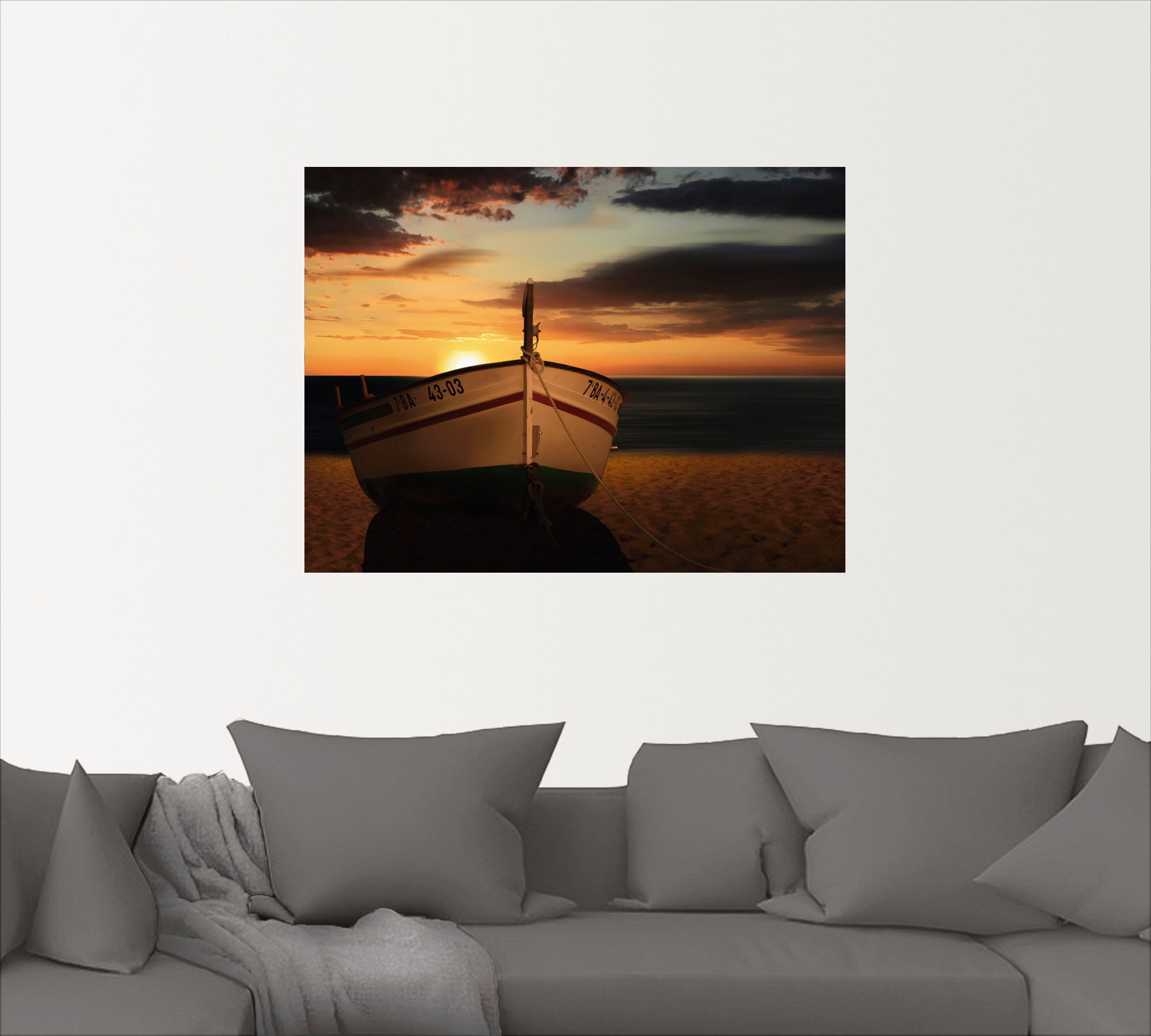 Artland Wandbild "Das Boot im Sonnenuntergang", Küste, (1 St.), als Leinwan günstig online kaufen